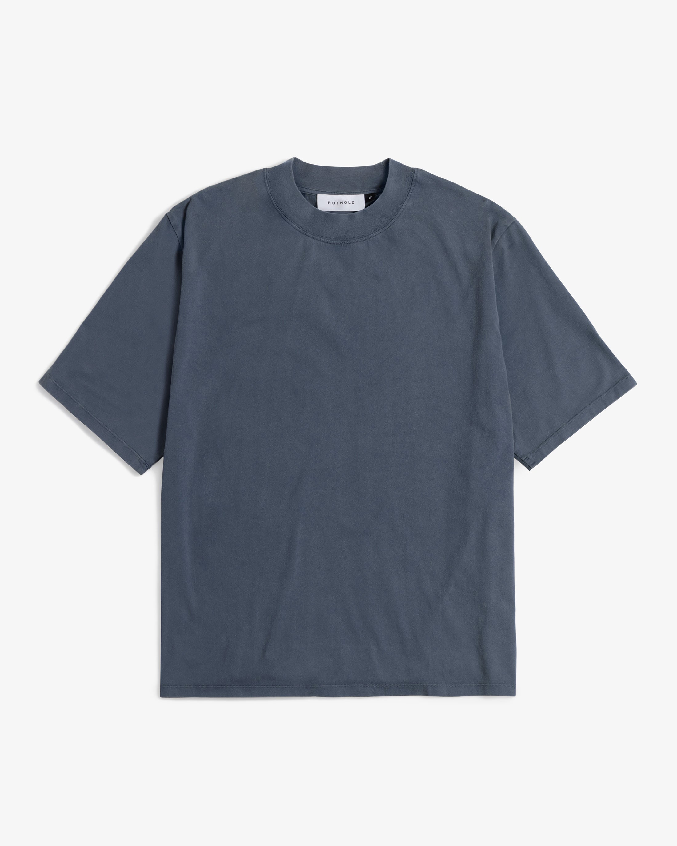 T-Shirt mit Breitem Kragen - Blau