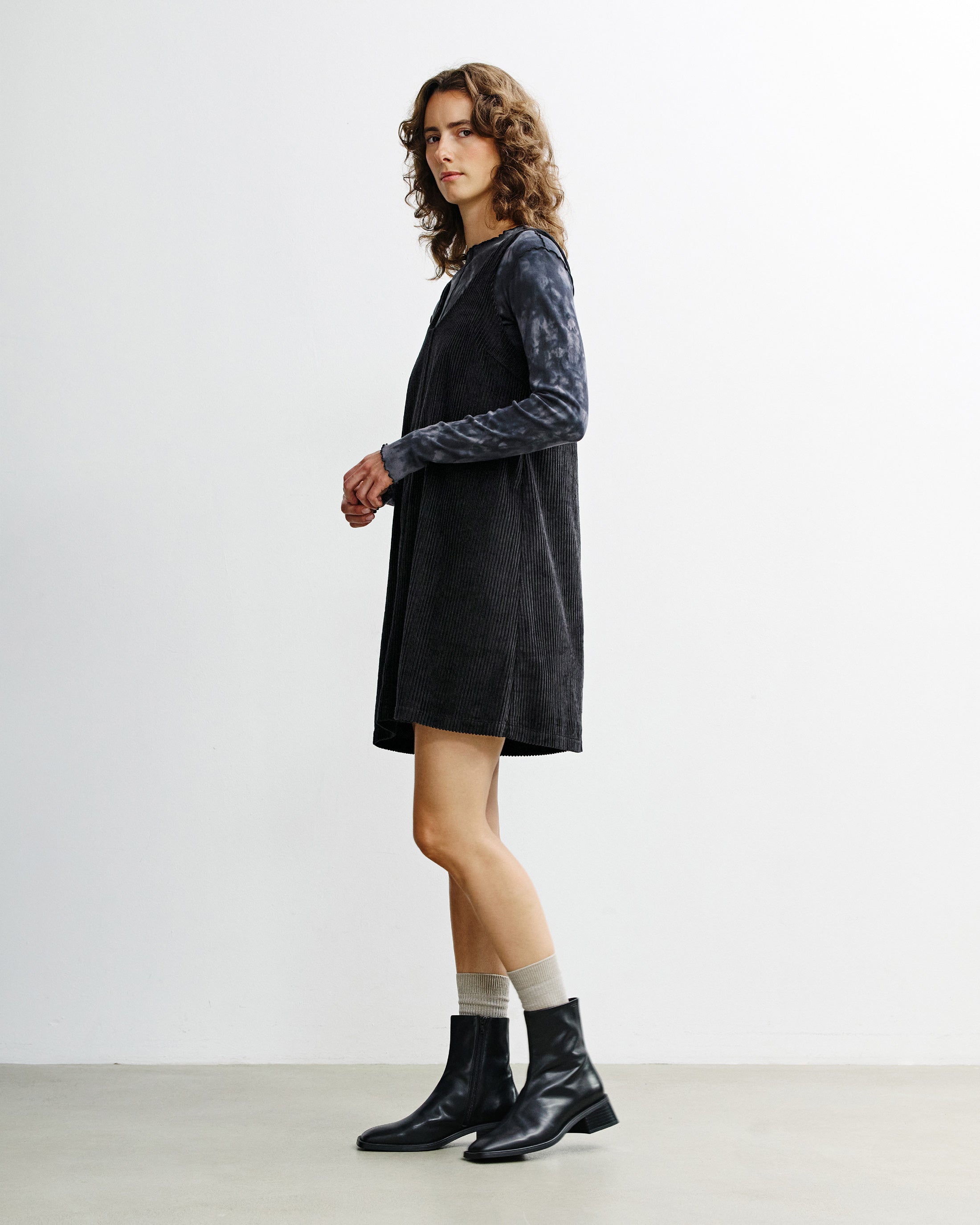 Cord Kleid Bio Baumwolle - Schwarz