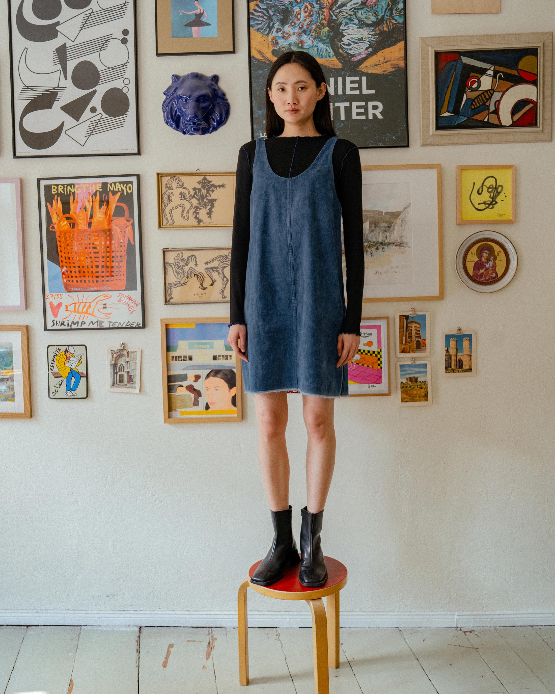 Denim Short Dress Recycled Cotton - Washed Denim