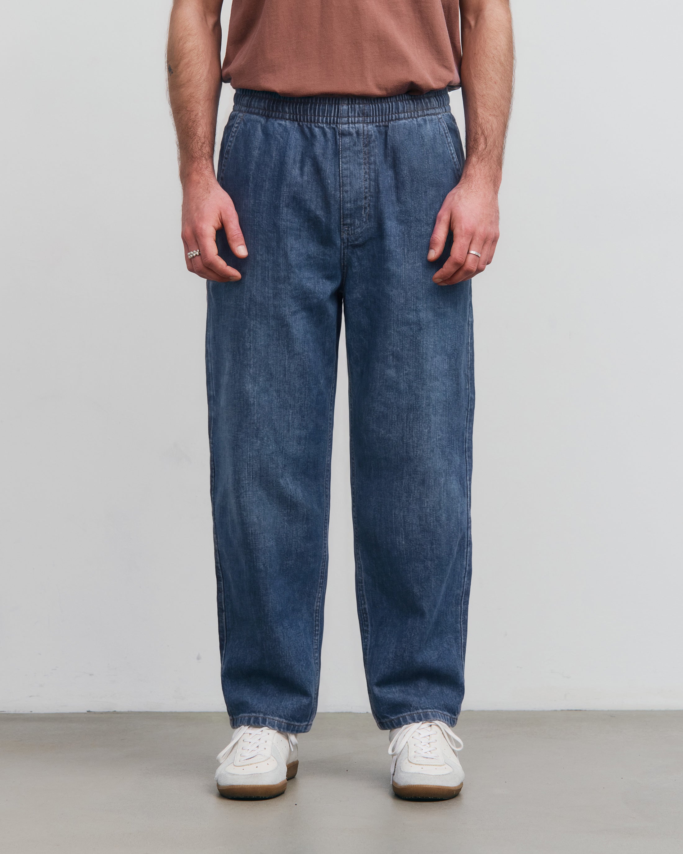 Weite Denim Hose recycelte Baumwolle – Blau