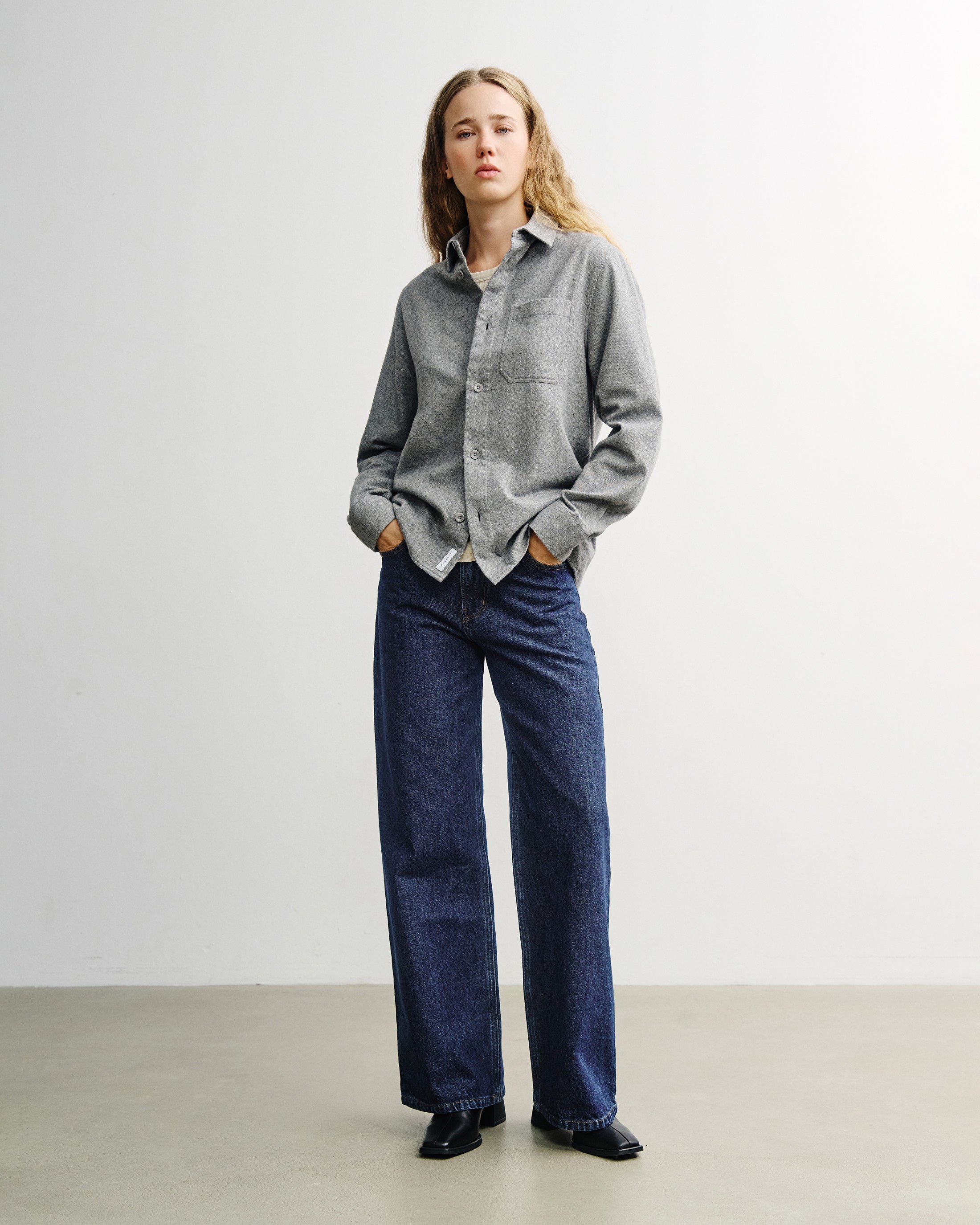 Flanell Hemd Bio Baumwolle - Grau