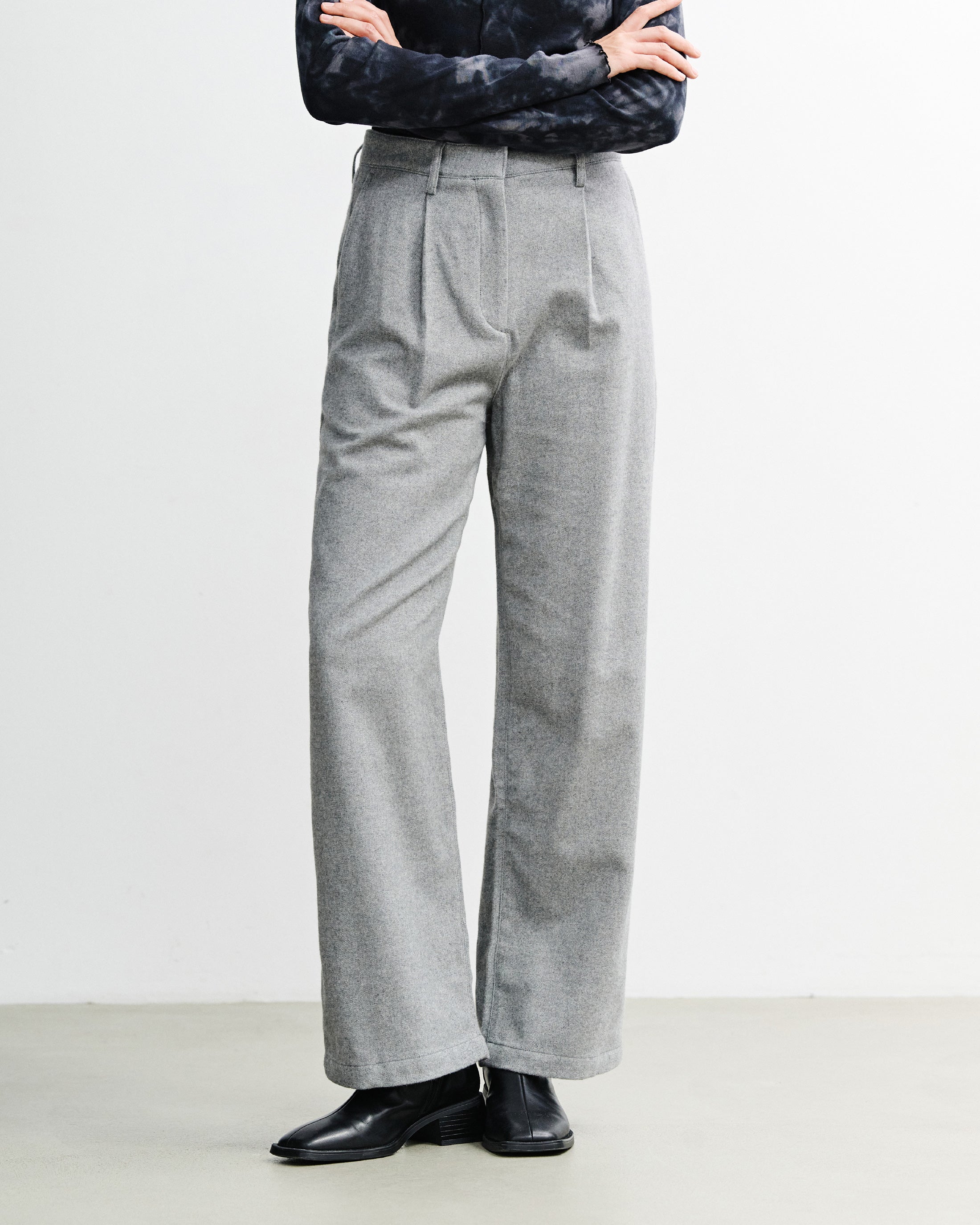 High-Waist Flanellhose Bio Baumwolle - Grau