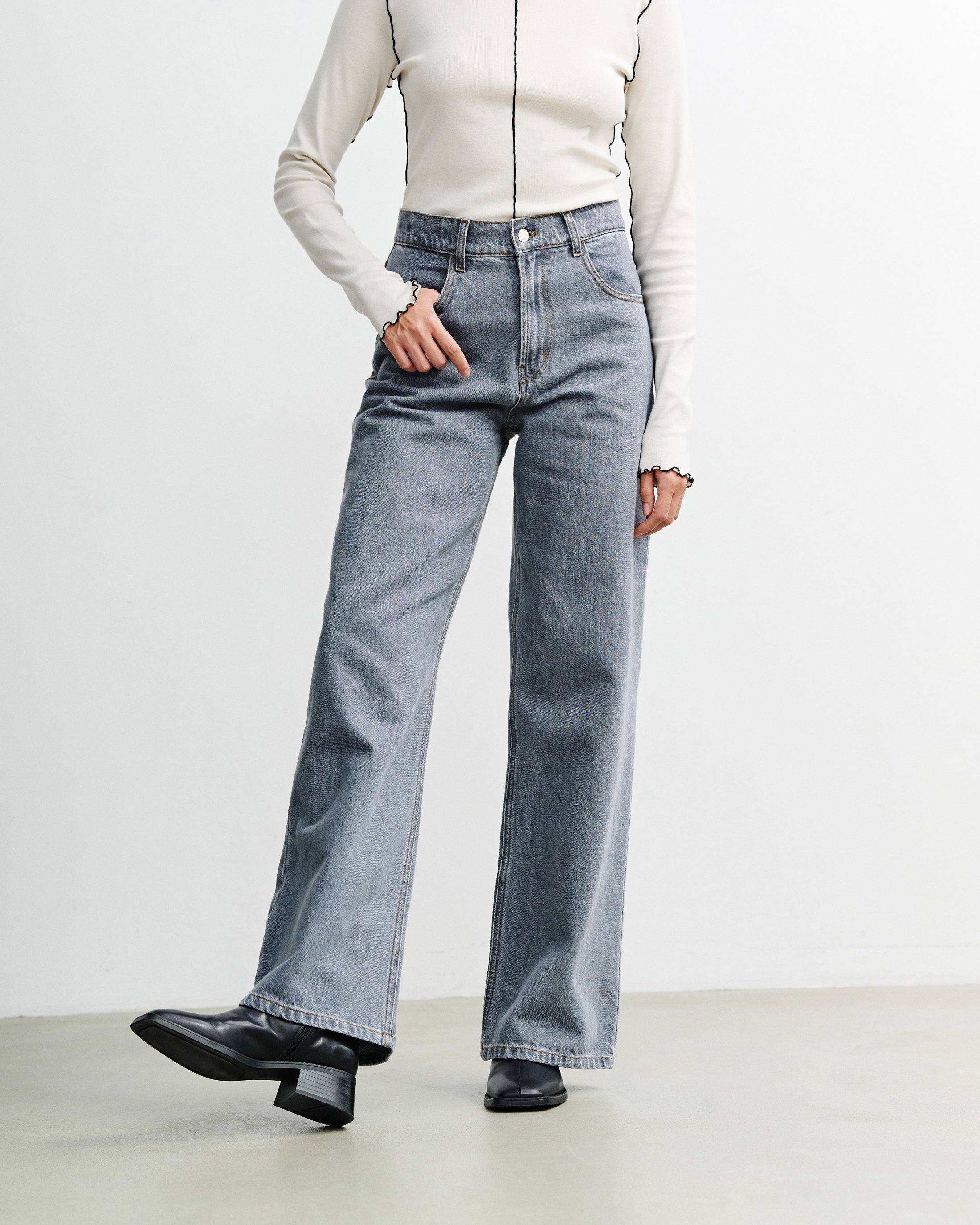 Flared Leg Jeans Bio Baumwolle - Grau