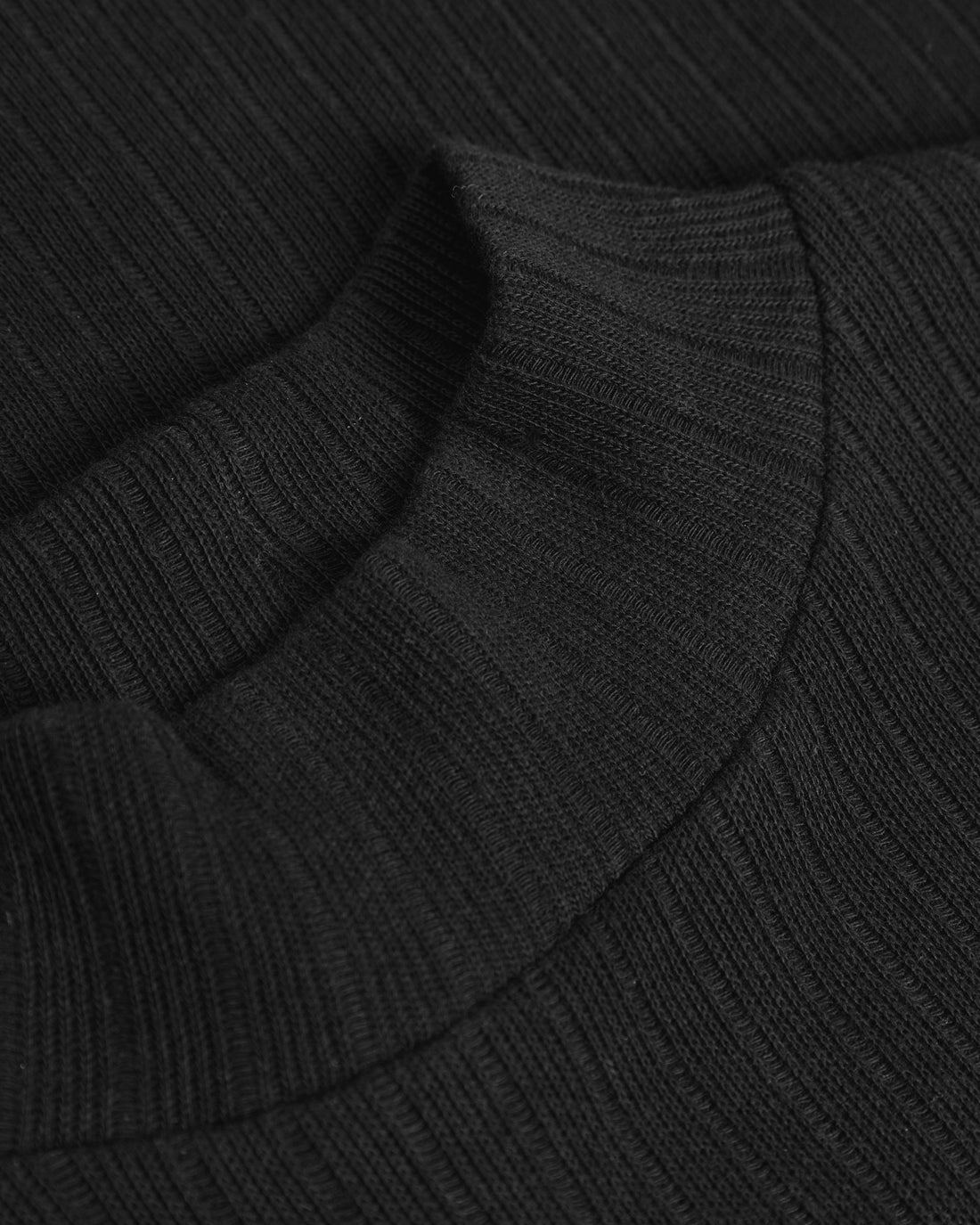 Mockneck Longsleeve Bio Baumwolle - Schwarz