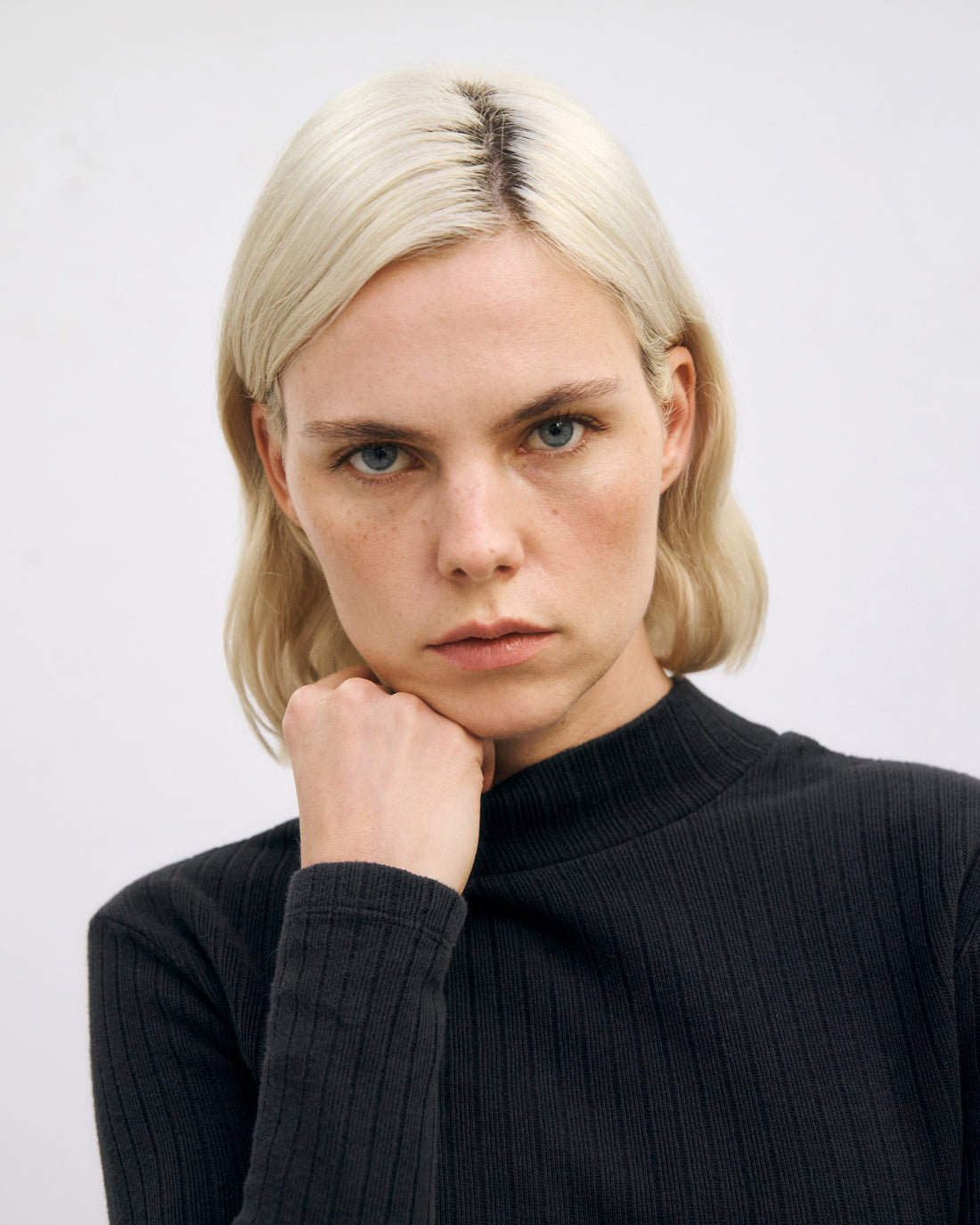Mockneck Longsleeve Bio Baumwolle - Schwarz