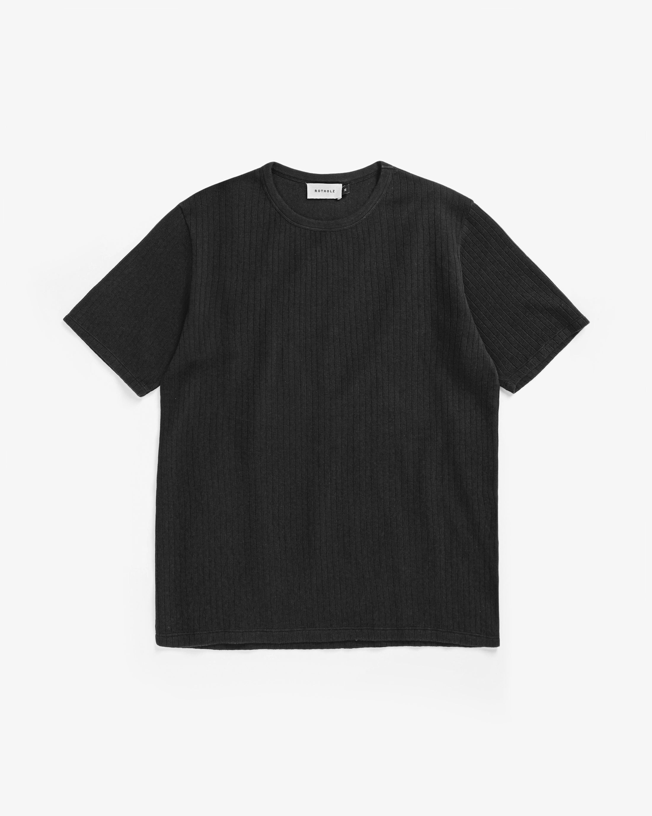 Geripptes T-Shirt Bio Baumwolle - Schwarz