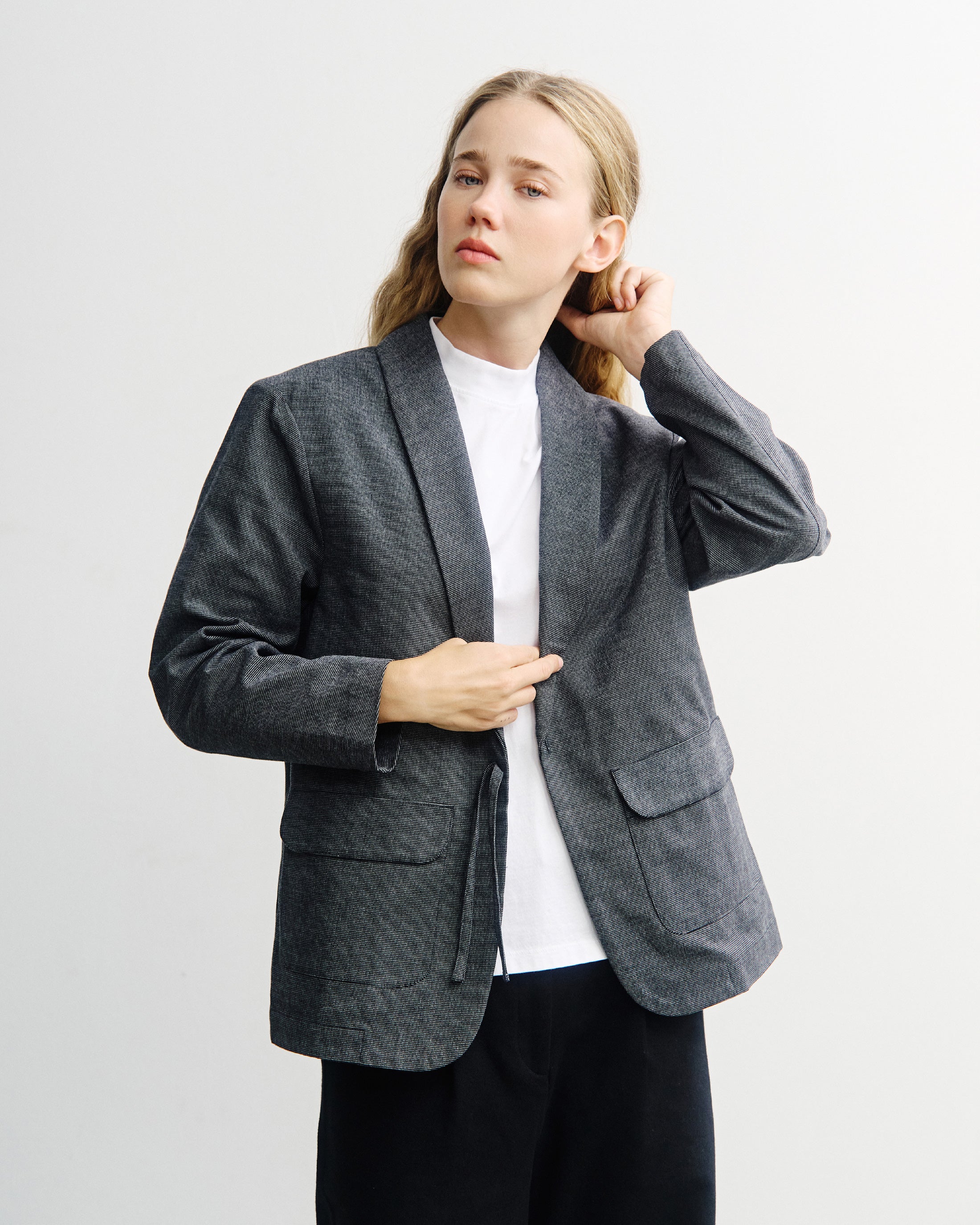 Kimono Blazer Bio Baumwolle - Grau Melange