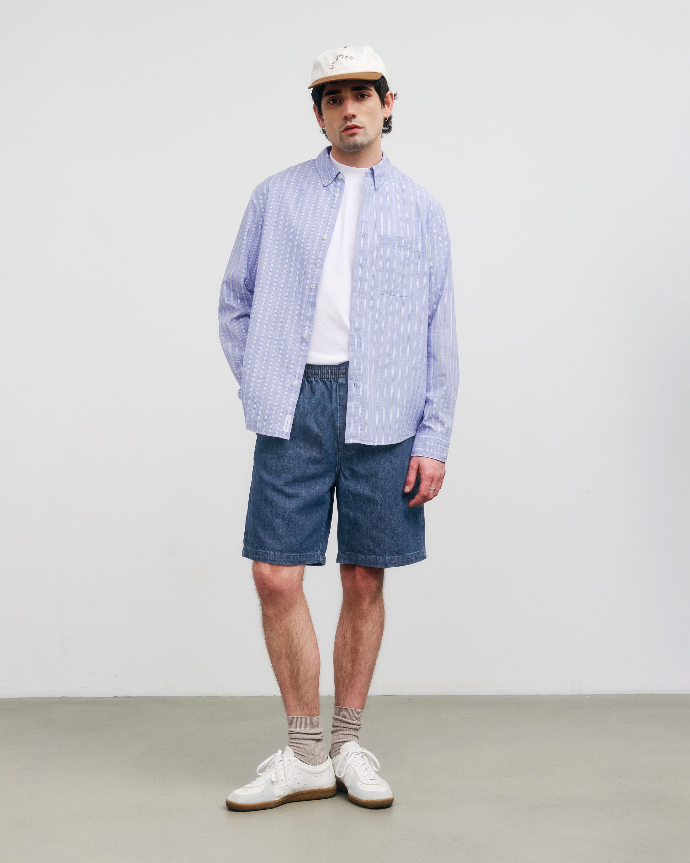 Weite Denim Shorts recycelte Baumwolle – Blau