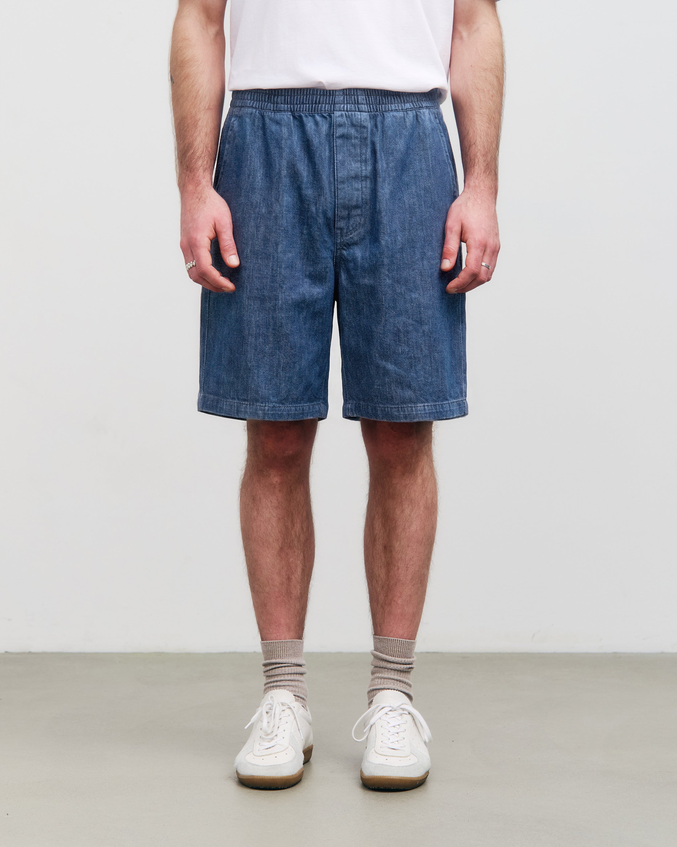 Weite Denim Shorts recycelte Baumwolle – Blau