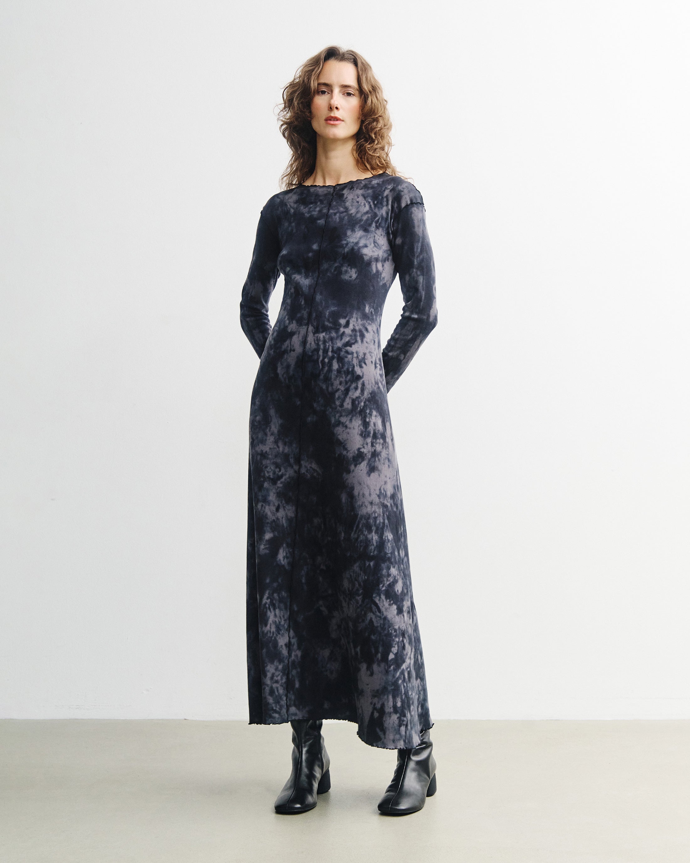 Pin-Tucked Kleid Bio Baumwolle - Batik Schwarz