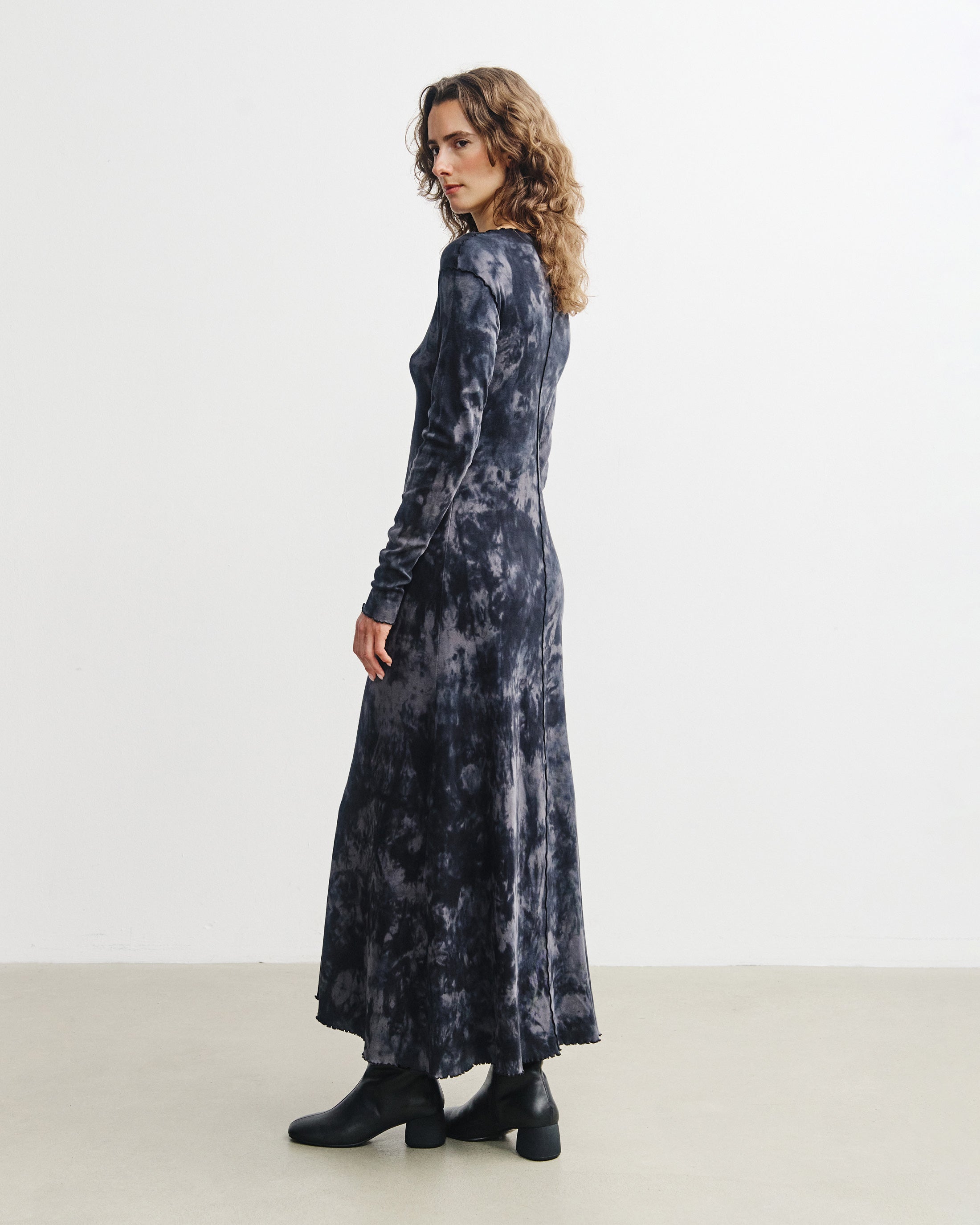 Pin-Tucked Kleid Bio Baumwolle - Batik Schwarz