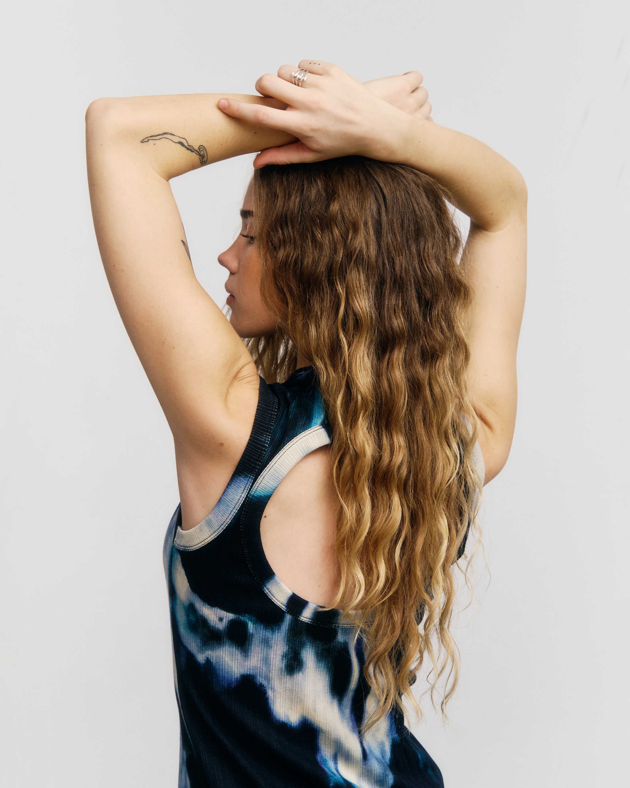 Geripptes Maxi Kleid Bio Baumwolle - Tie Dye