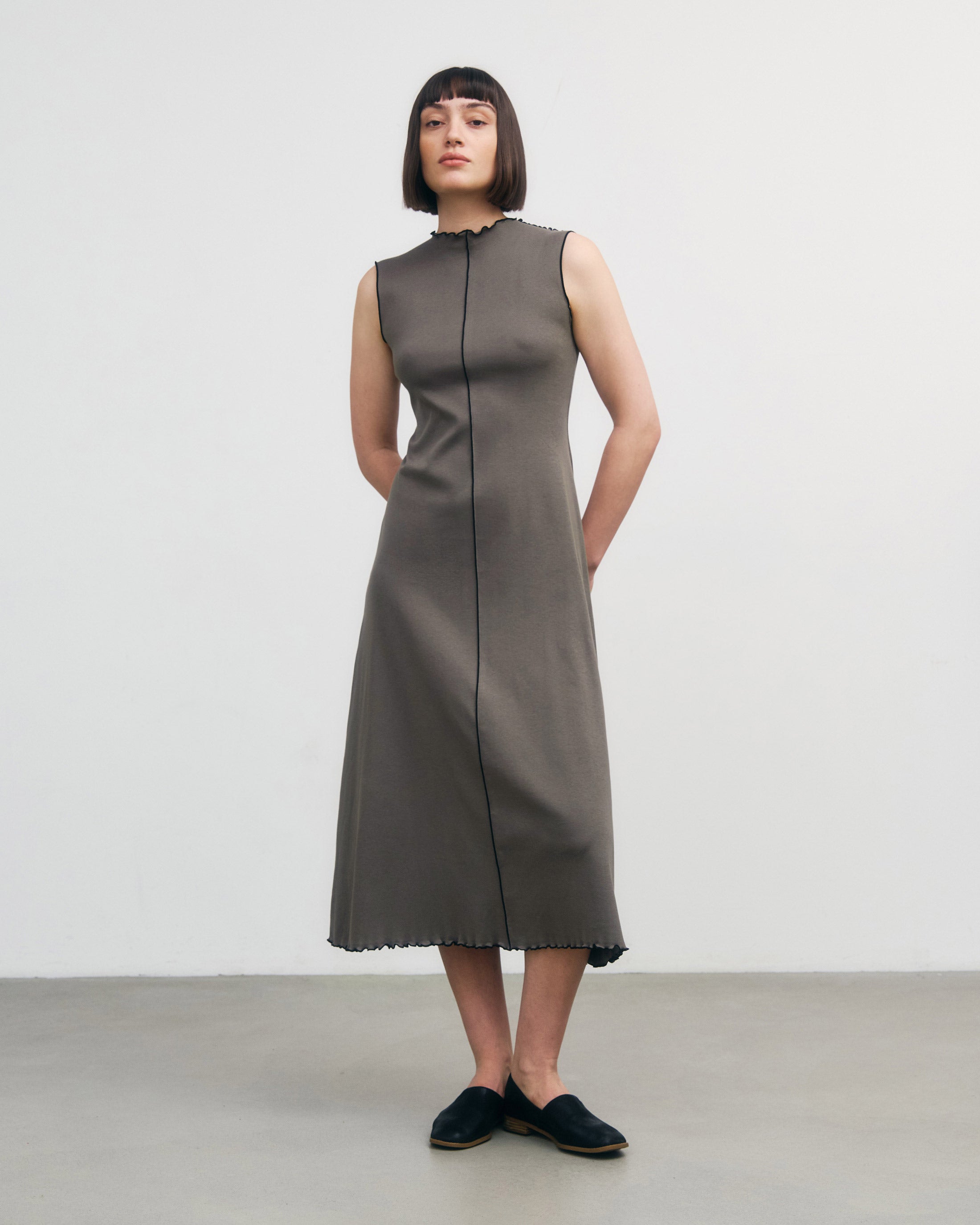 Pin-Tucked Kleid Bio Baumwolle - Grau