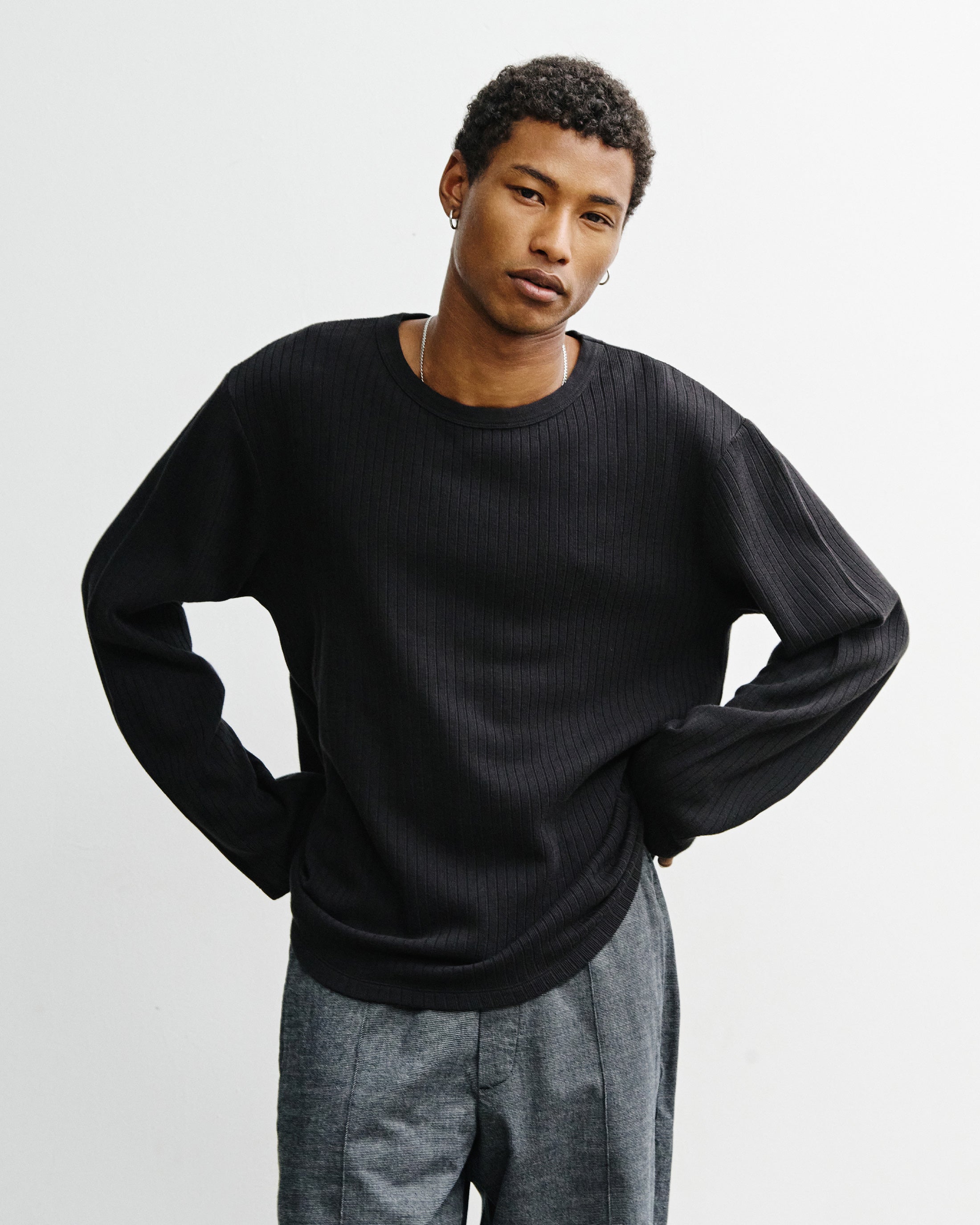 Oversize Longsleeve Bio Baumwolle - Schwarz