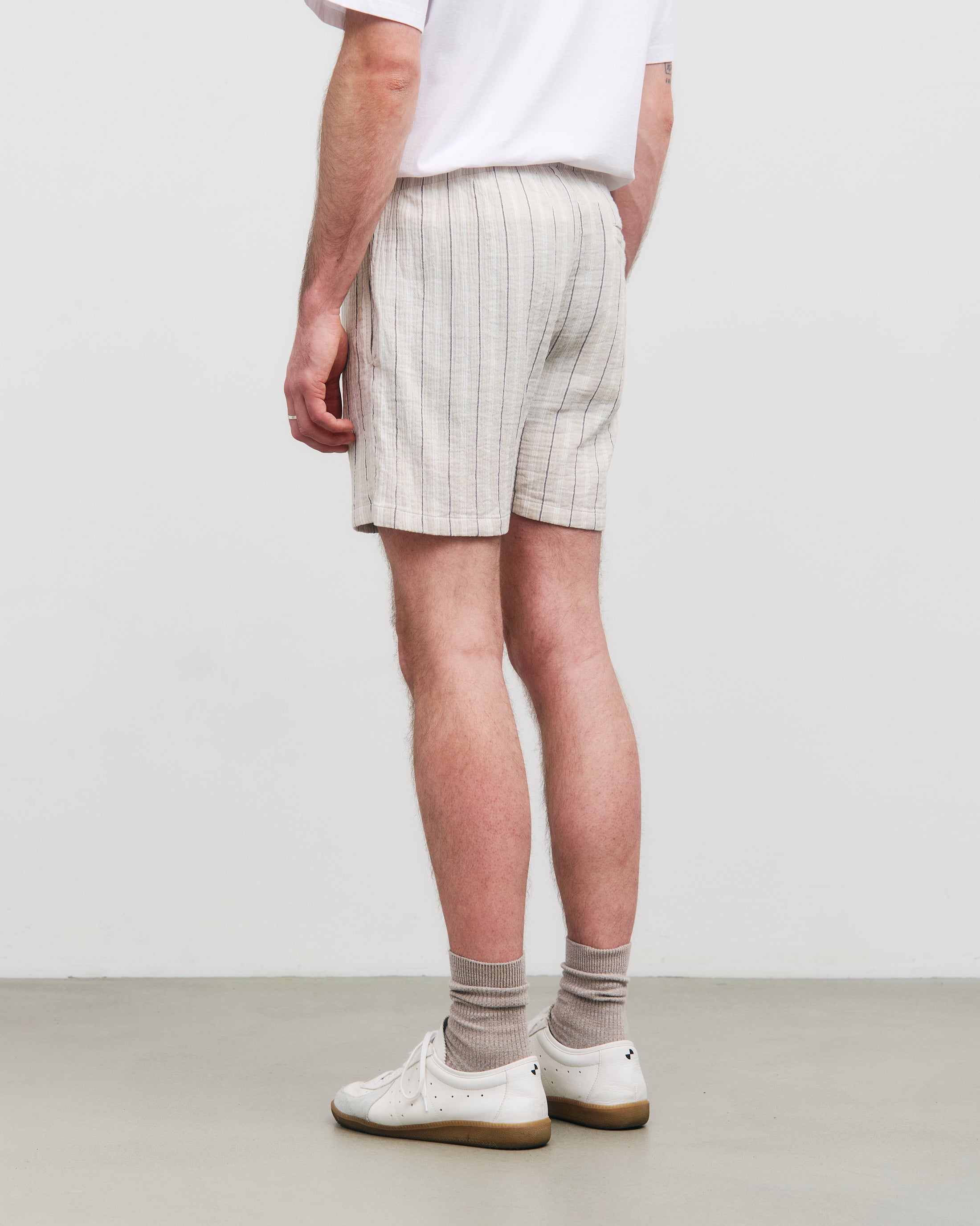 Gestreifte Musselin Shorts Bio Baumwolle - Sand