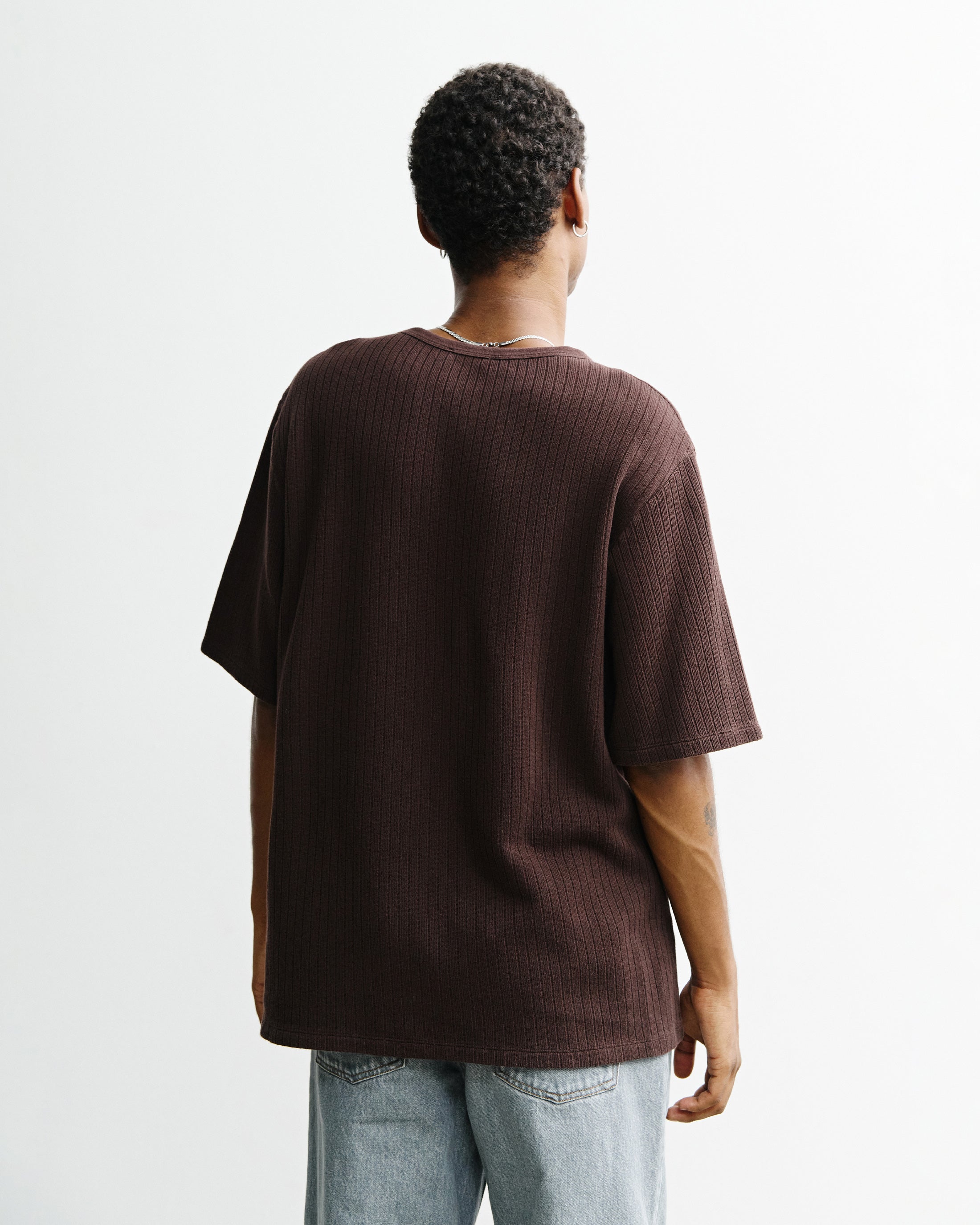 Geripptes T-Shirt Bio Baumwolle - Braun