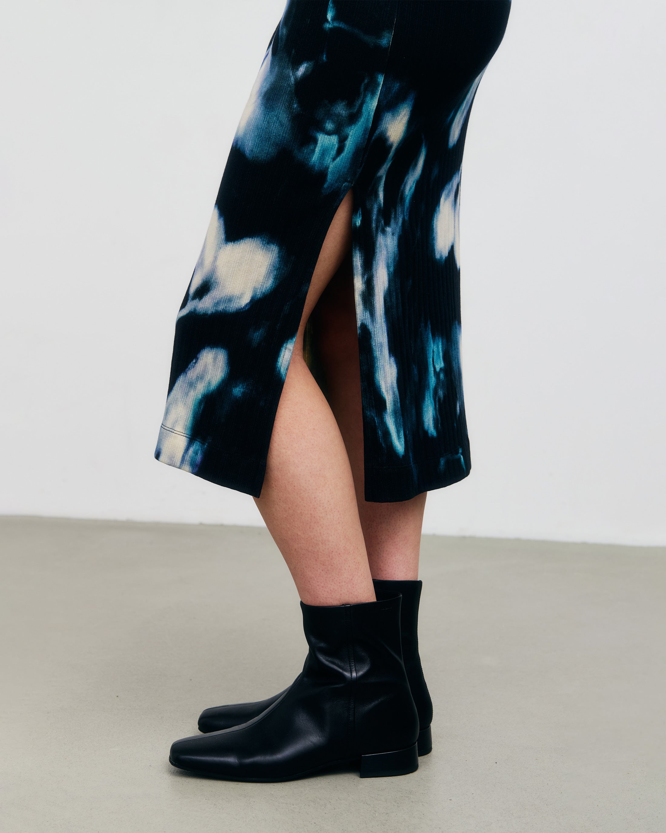 Gerippter Midi Rock Bio Baumwolle - Tie Dye