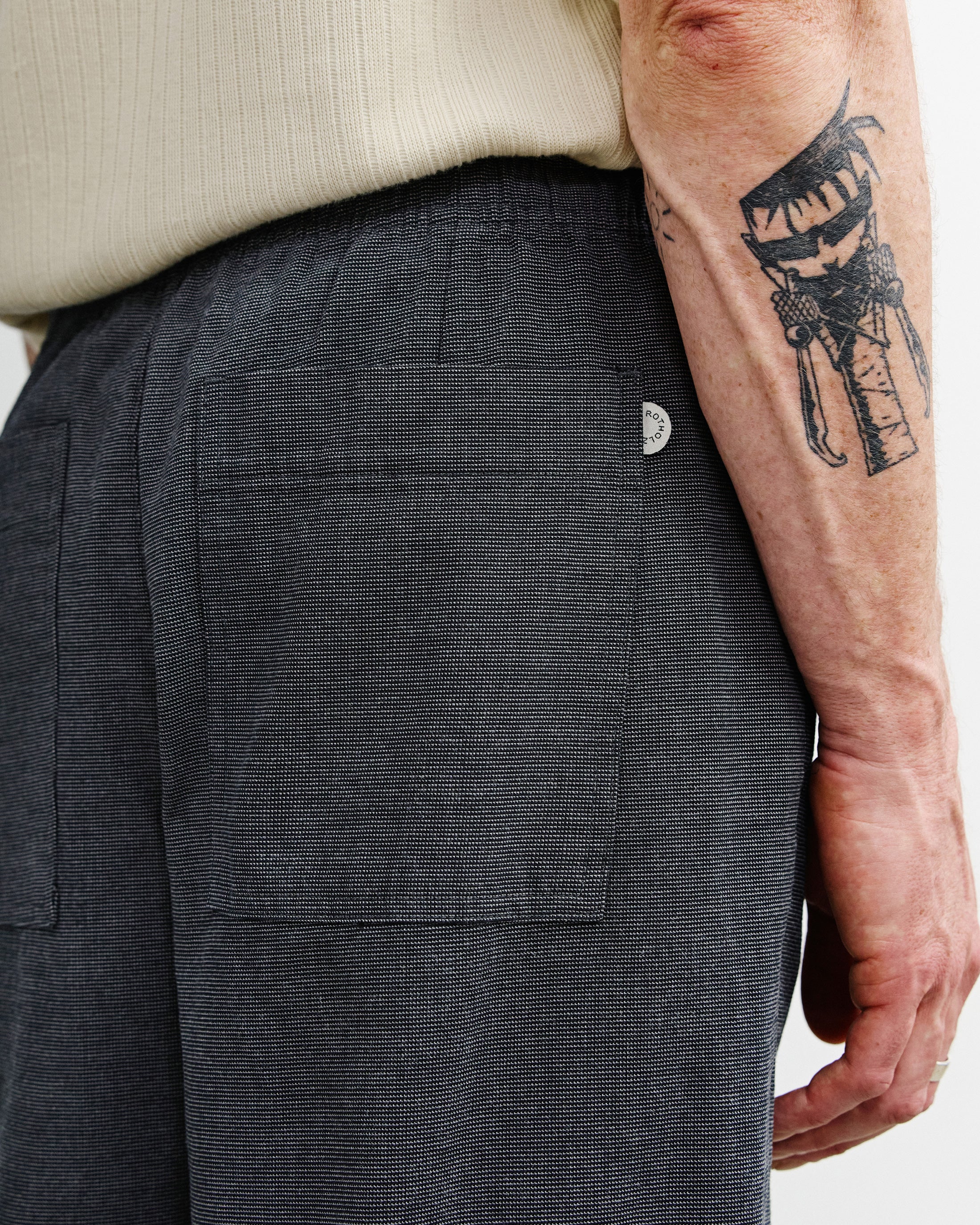 Weite Bundfaltenhose Bio Baumwolle - Grau Melange
