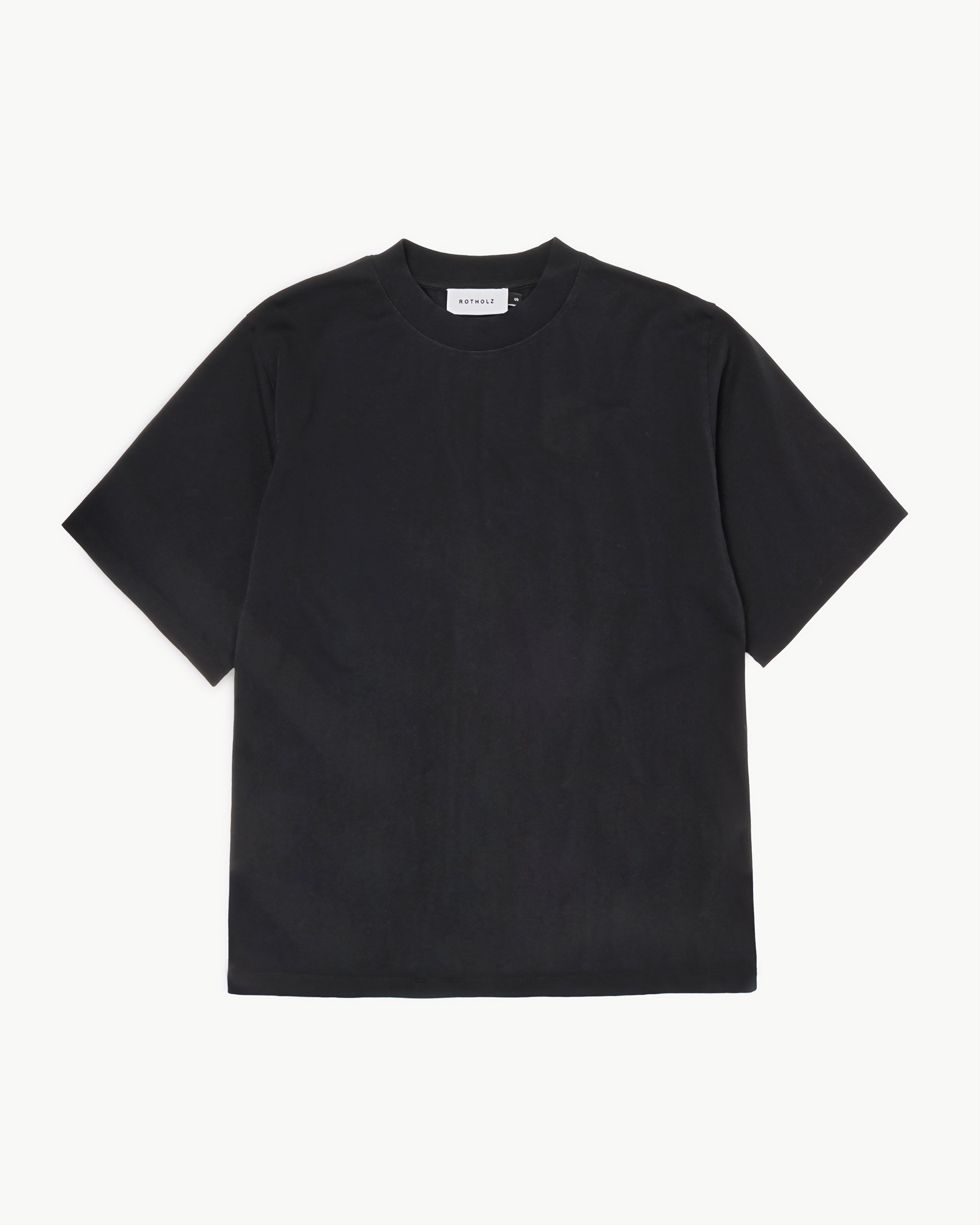 T-Shirt mit Breitem Kragen - Schwarz