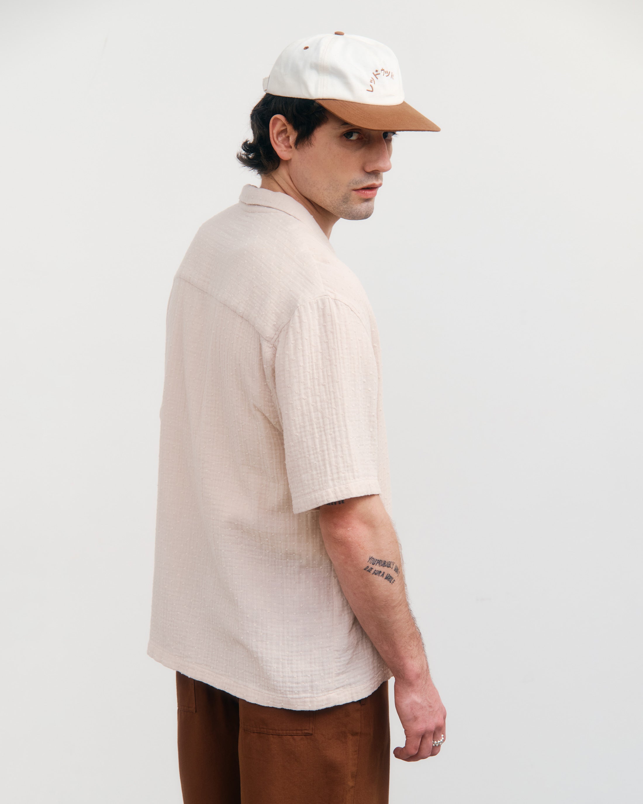 Strukturiertes Bowling Shirt Bio Baumwolle - Grau