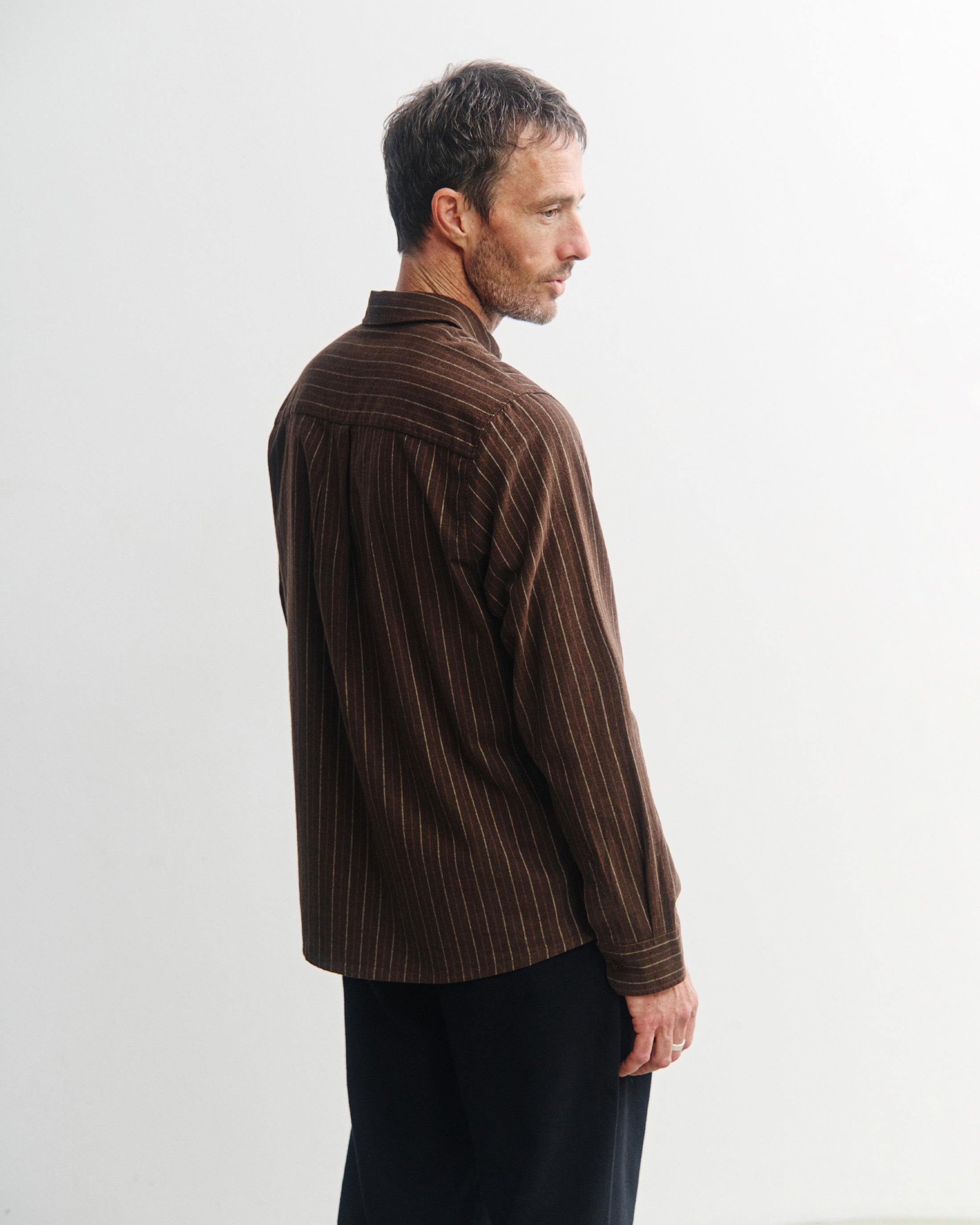 Button-Down Hemd Bio Baumwolle - Braun Gestreift