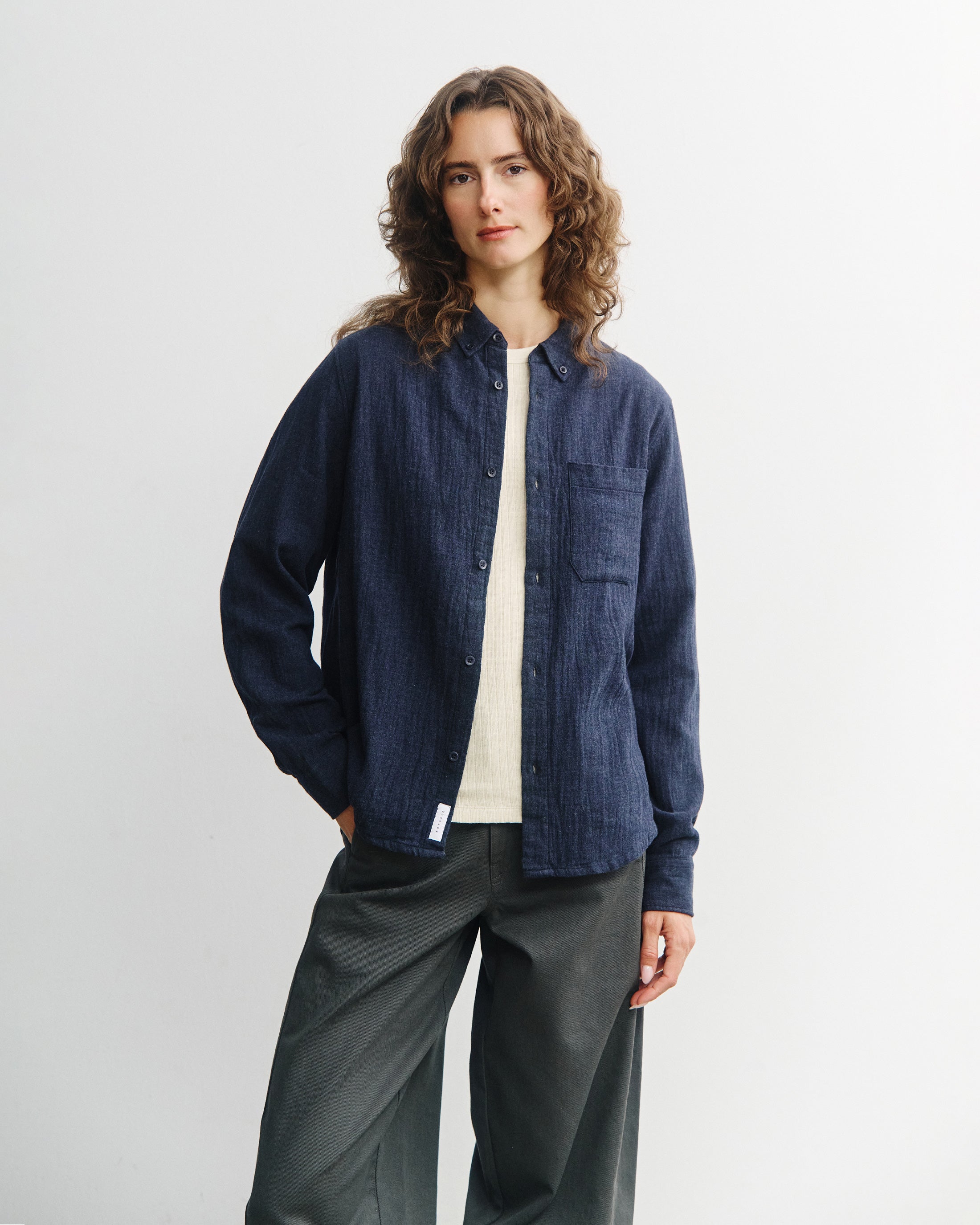 Button-Down Hemd Bio Baumwolle - Blau