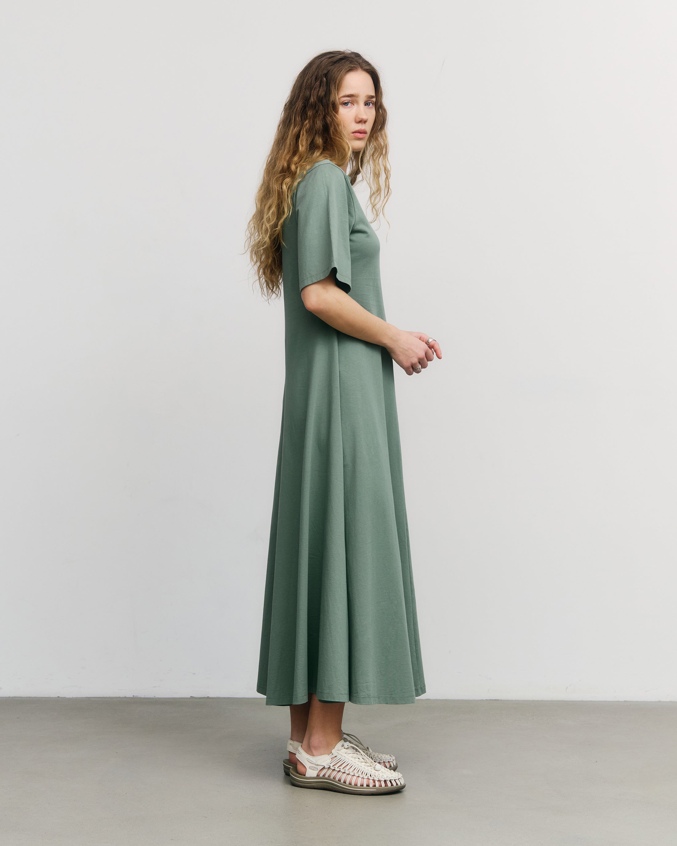 Maxi Kleid Bio Baumwolle - Grün
