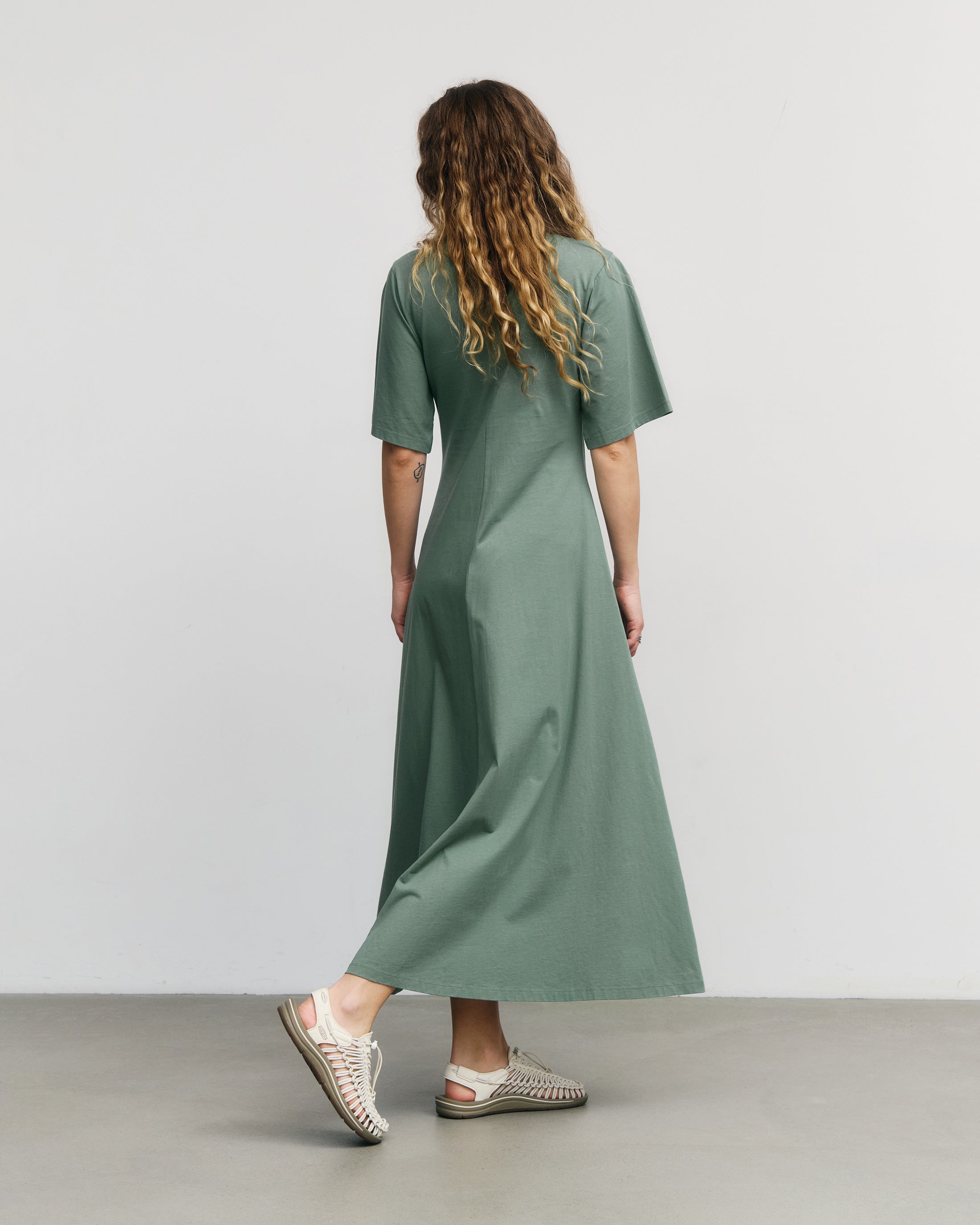 Maxi Kleid Bio Baumwolle - Grün