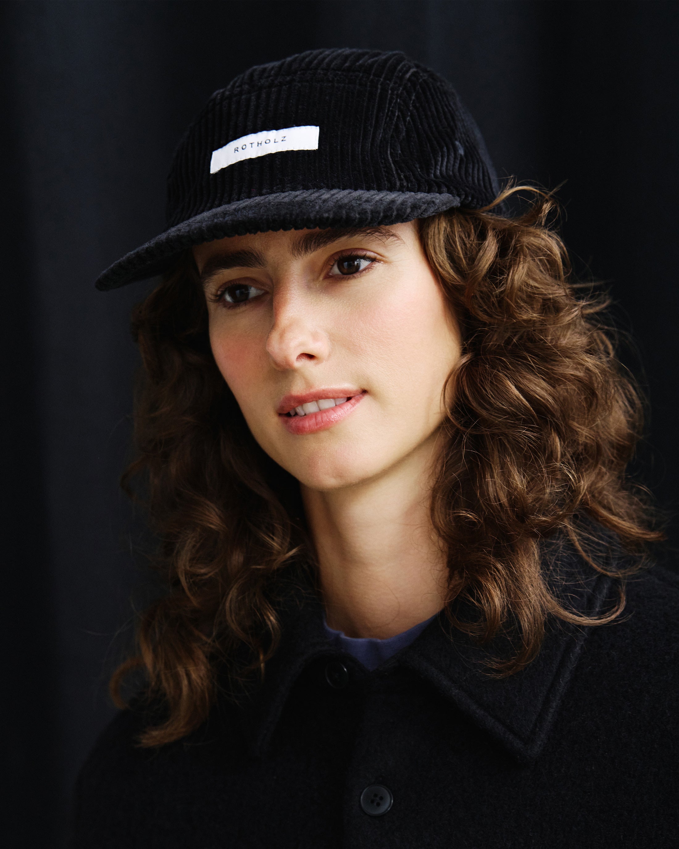 Cord 5-Panel Cap Bio Baumwolle - Schwarz