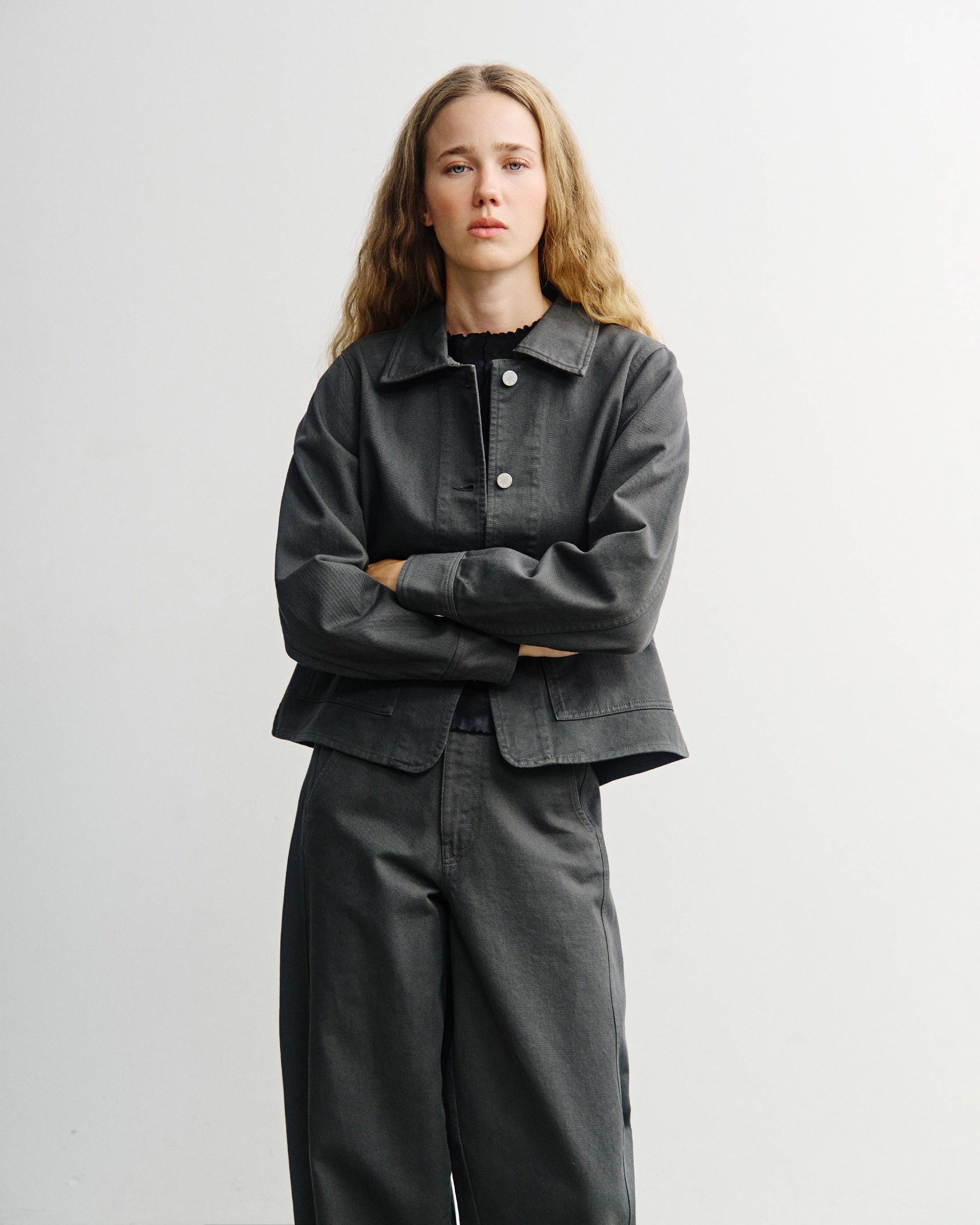Kurze Jacke Bio Baumwolle - Grau