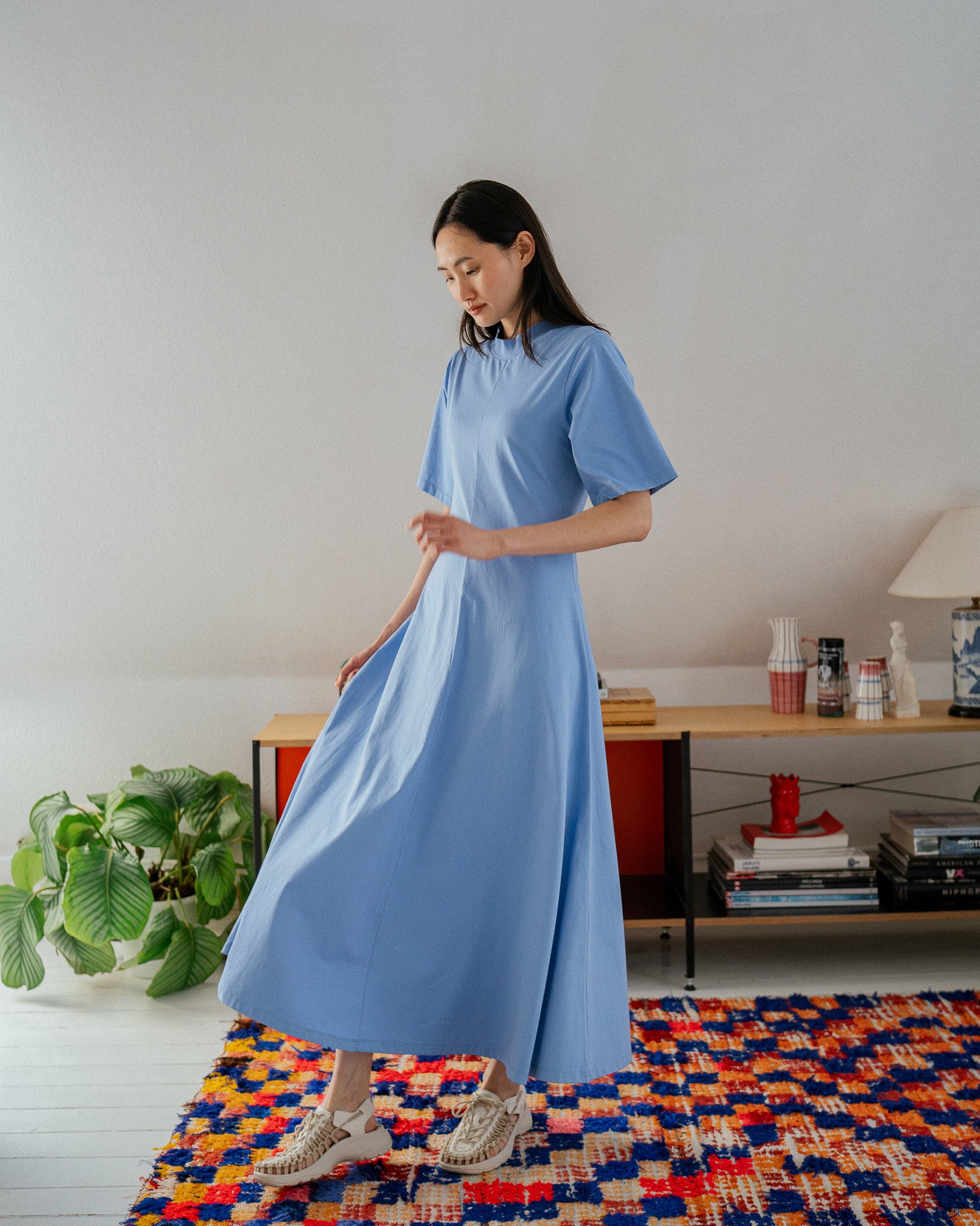 Maxi Kleid Bio Baumwolle - Blau