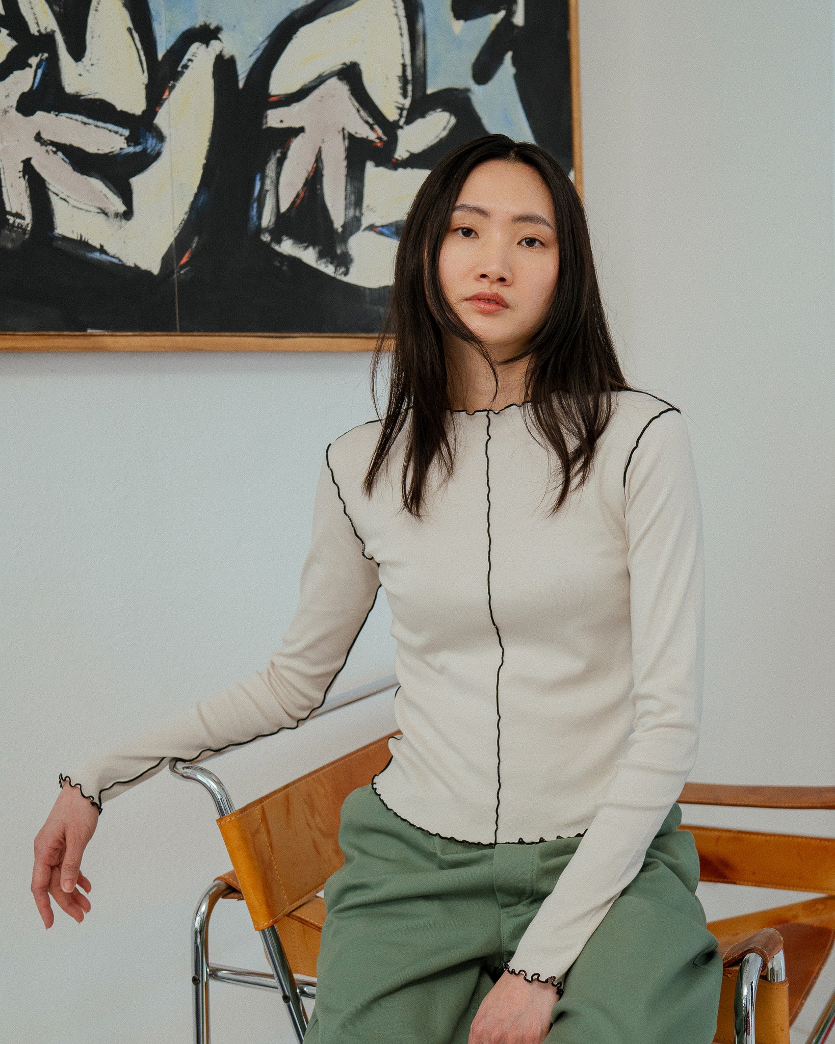 Pin-Tucked Longsleeve Bio Baumwolle - Weiß