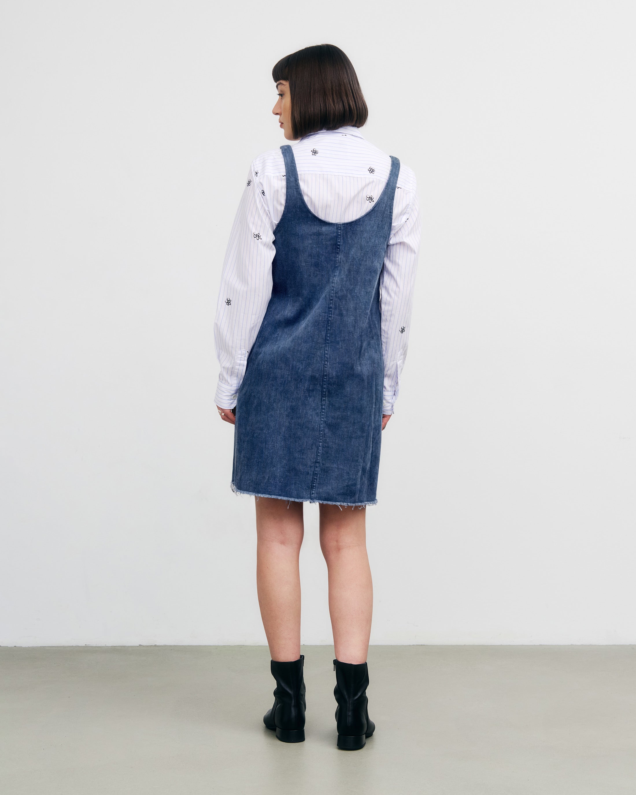 Denim Short Dress Recycled Cotton - Washed Denim