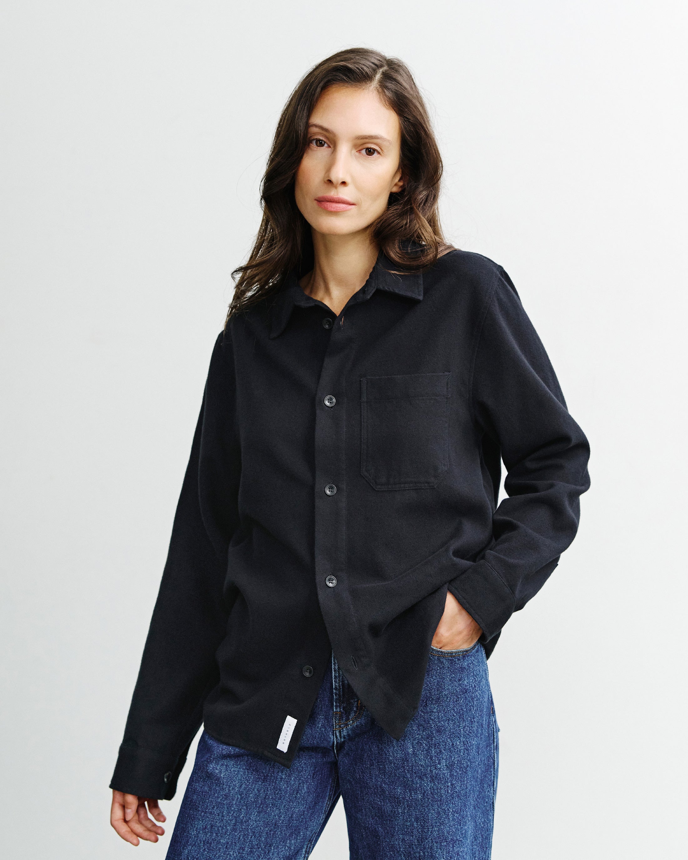 Flanell Hemd Bio Baumwolle - Schwarz