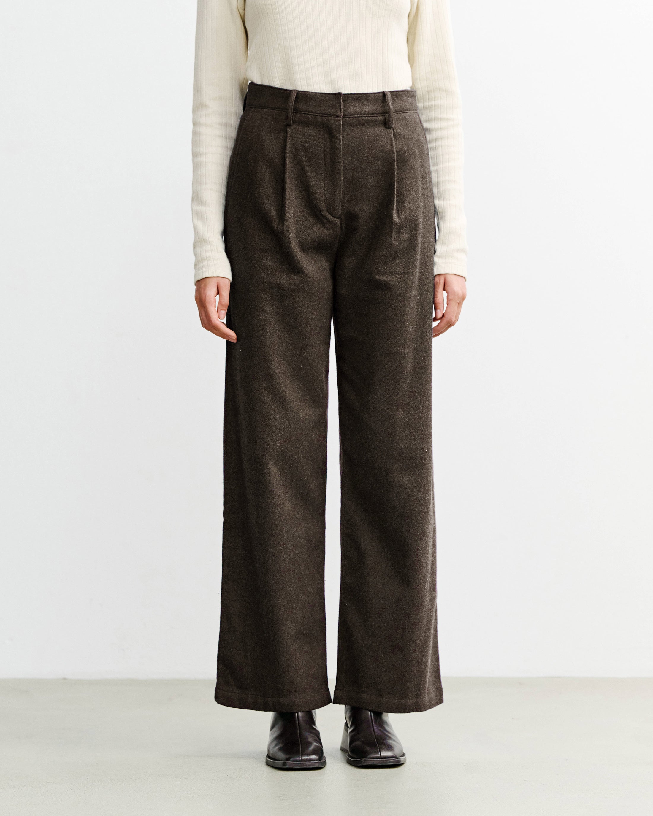 High-Waist Flanellhose Bio Baumwolle - Braun