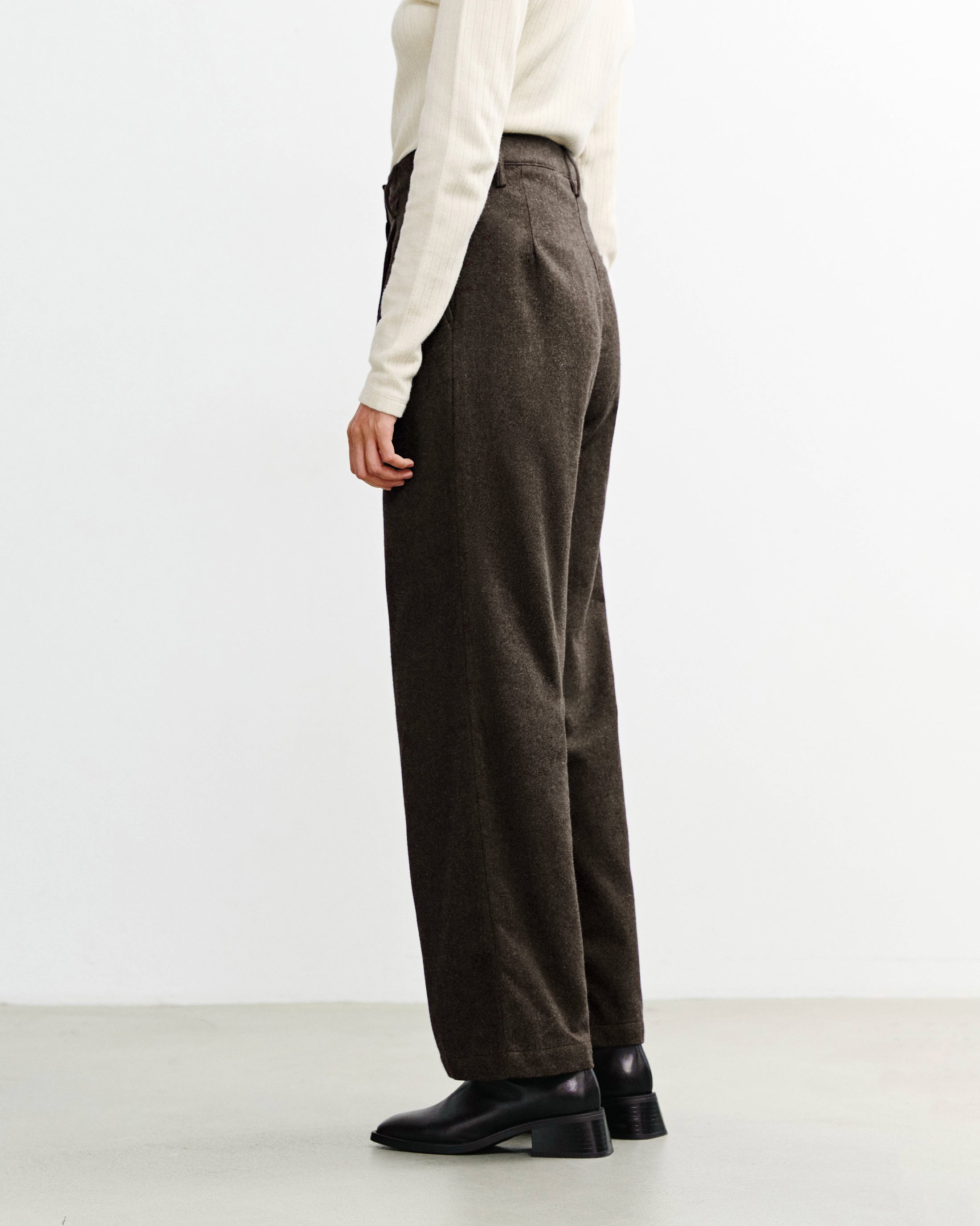 High-Waist Flanellhose Bio Baumwolle - Braun