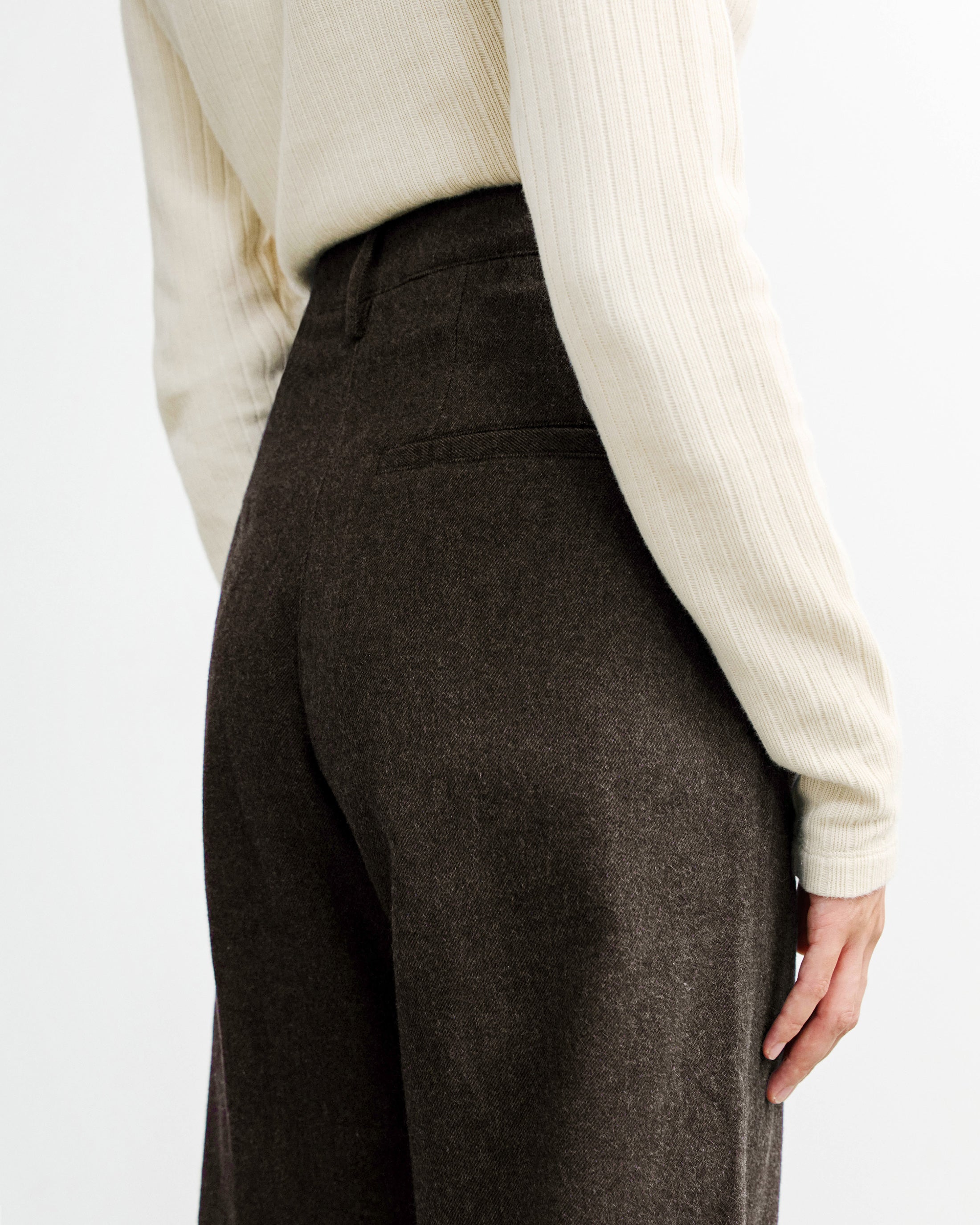 High-Waist Flanellhose Bio Baumwolle - Braun