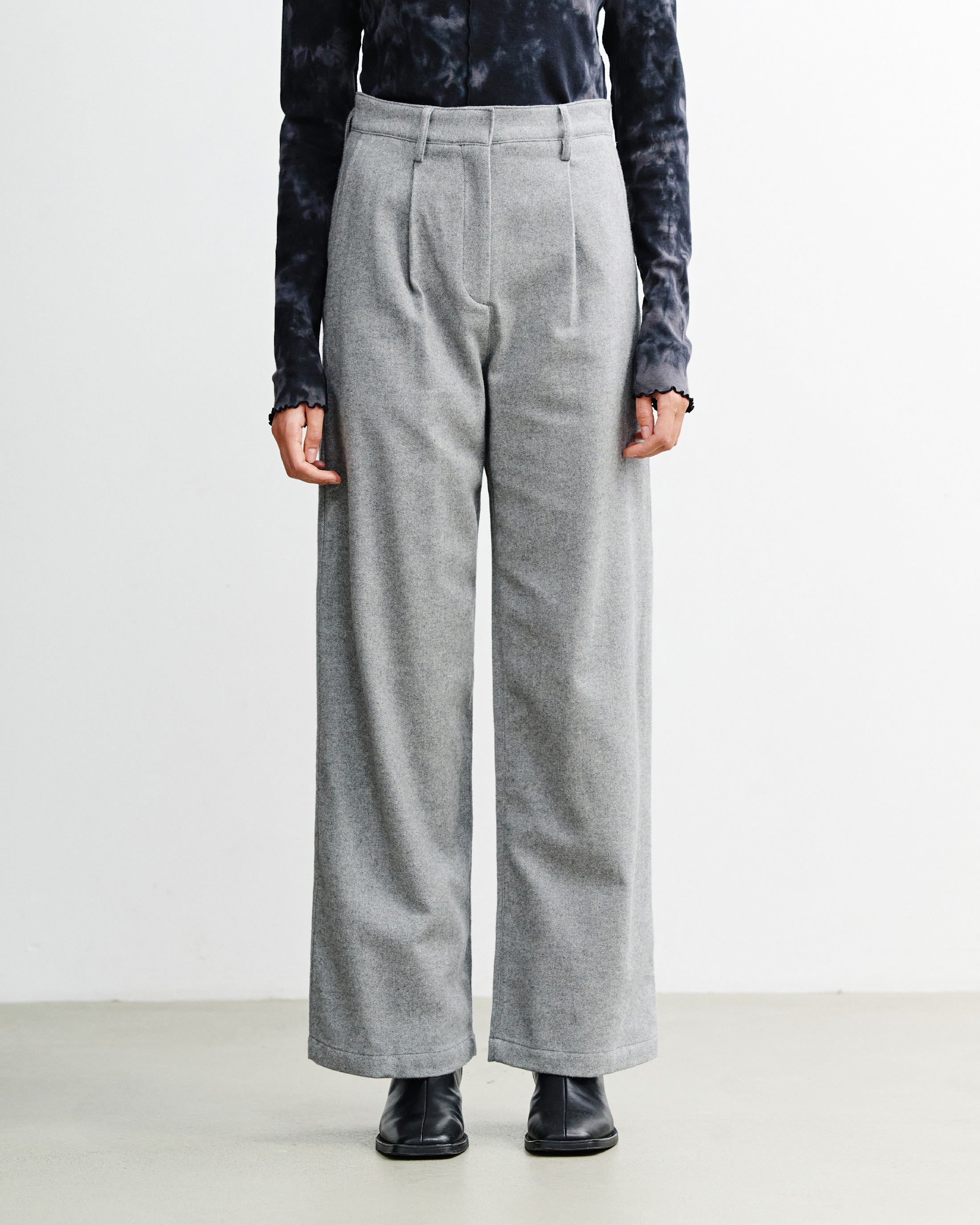 High-Waist Flanellhose Bio Baumwolle - Grau