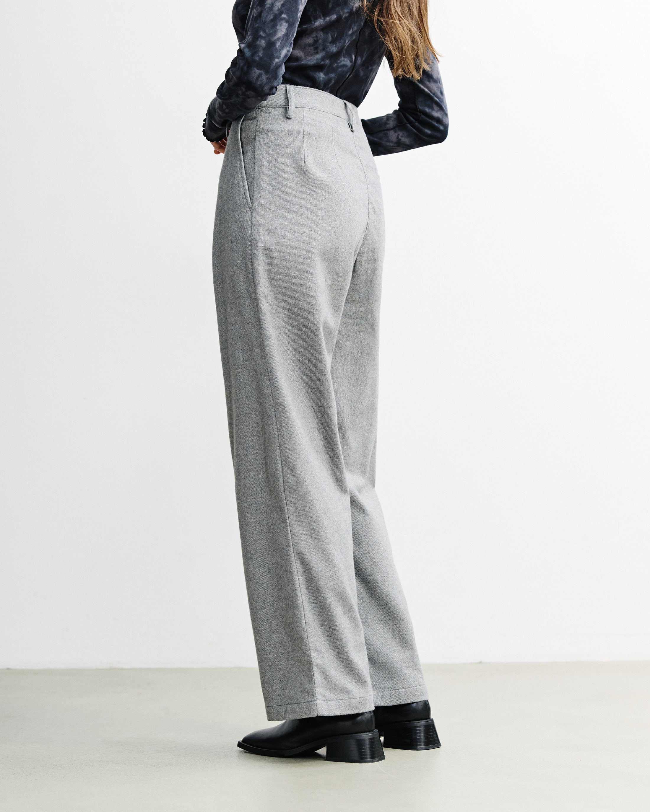 High-Waist Flanellhose Bio Baumwolle - Grau