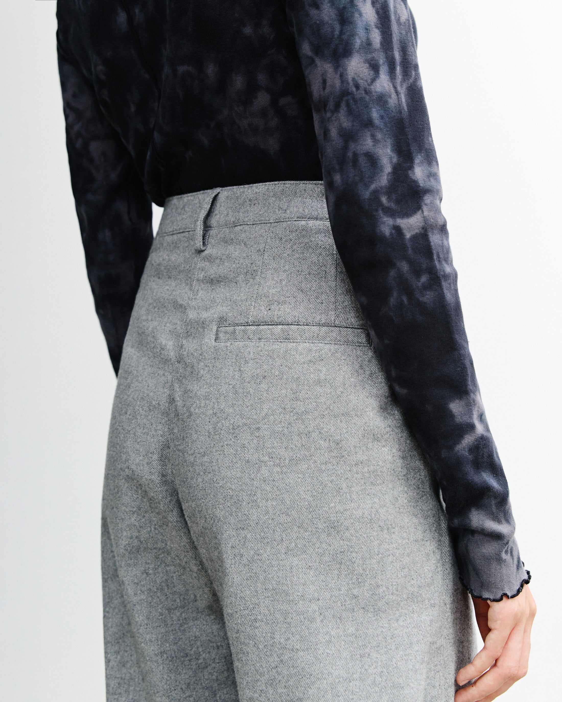 High-Waist Flanellhose Bio Baumwolle - Grau