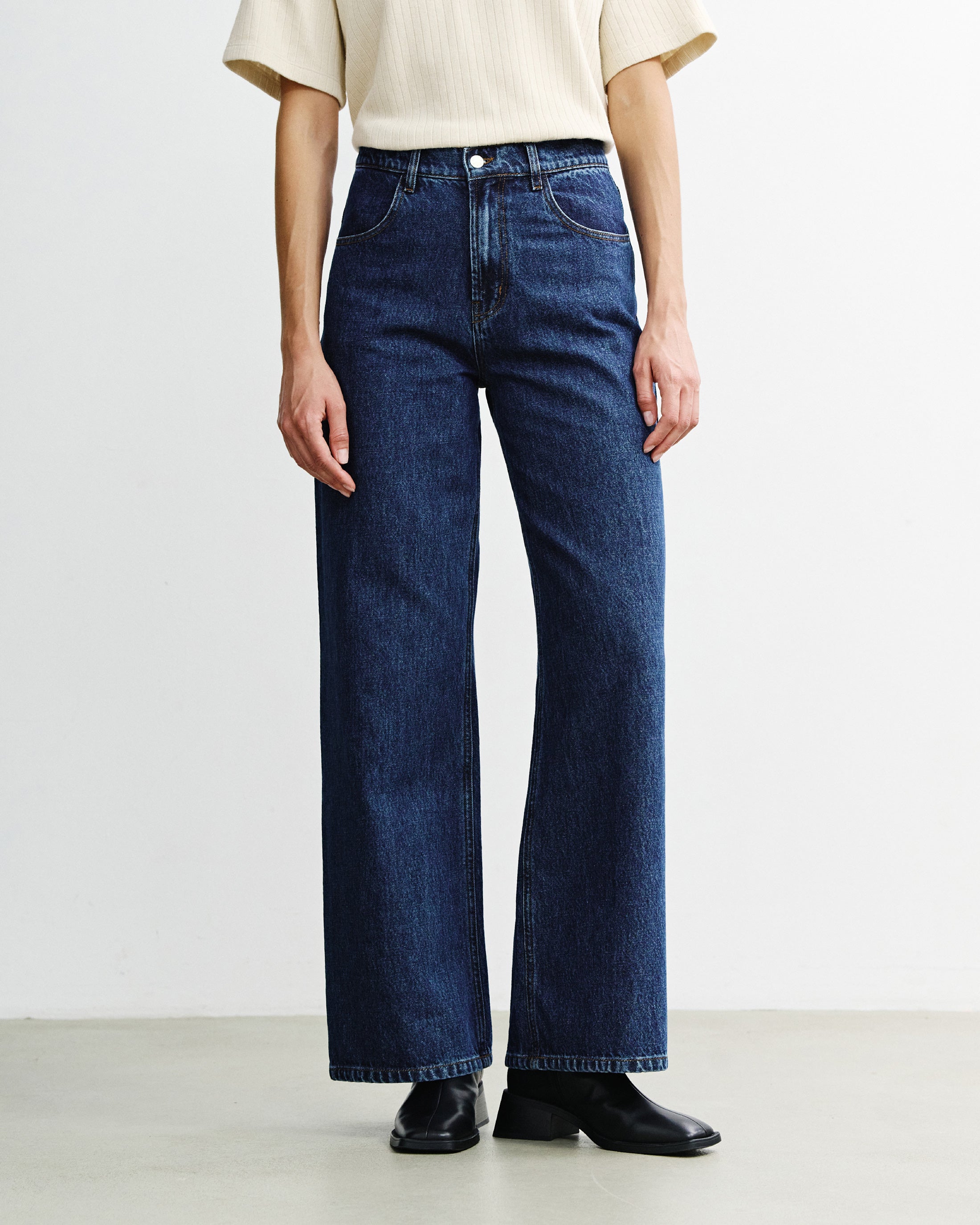 Flared Leg Jeans Bio Baumwolle - Dunkelblau