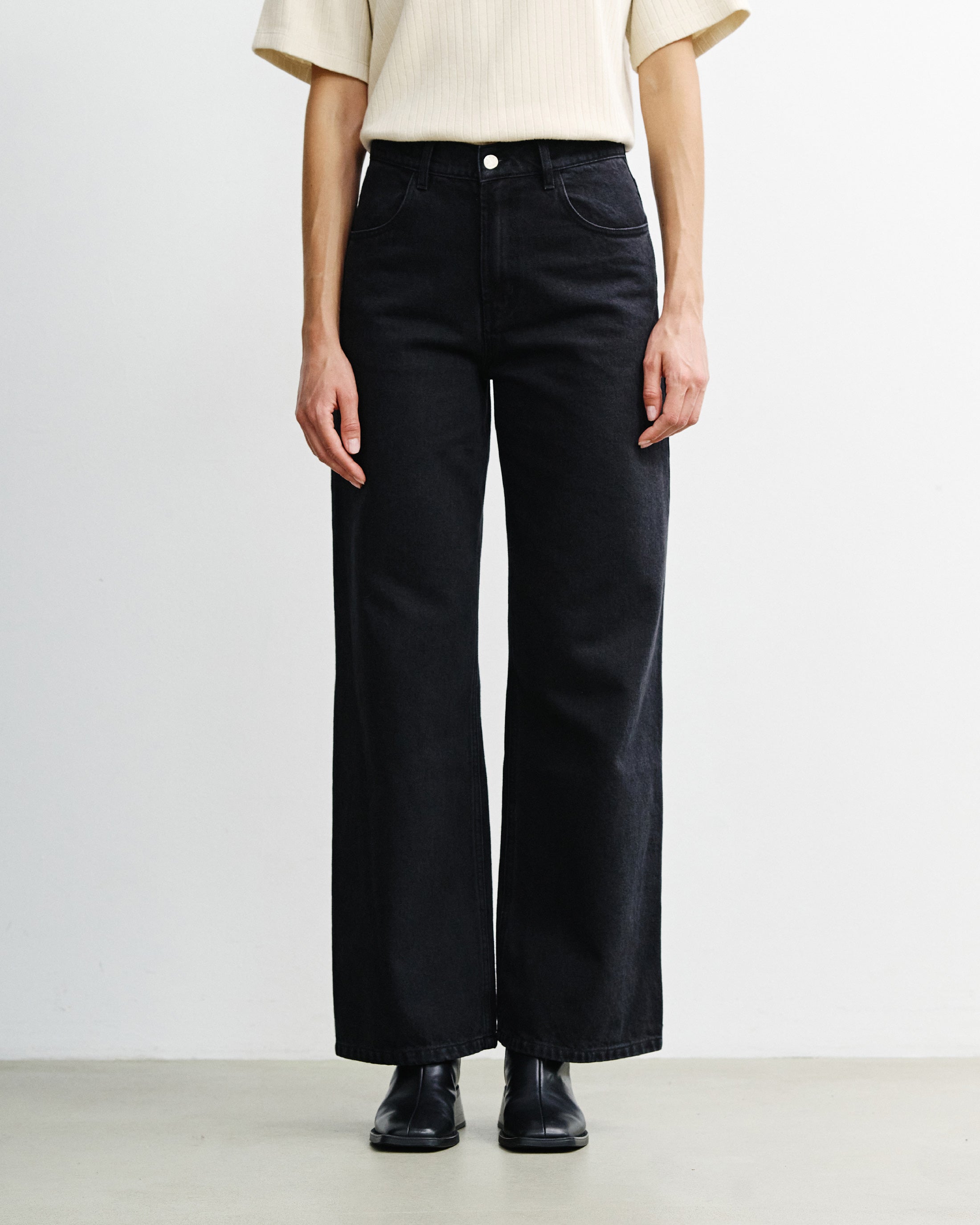 Flared Leg Jeans Bio Baumwolle - Schwarz