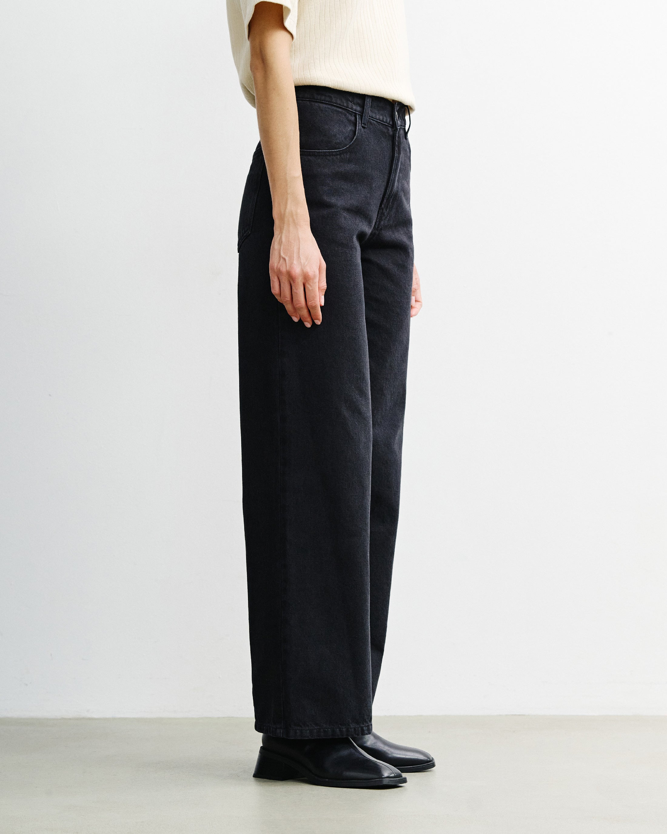 Flared Leg Jeans Bio Baumwolle - Schwarz