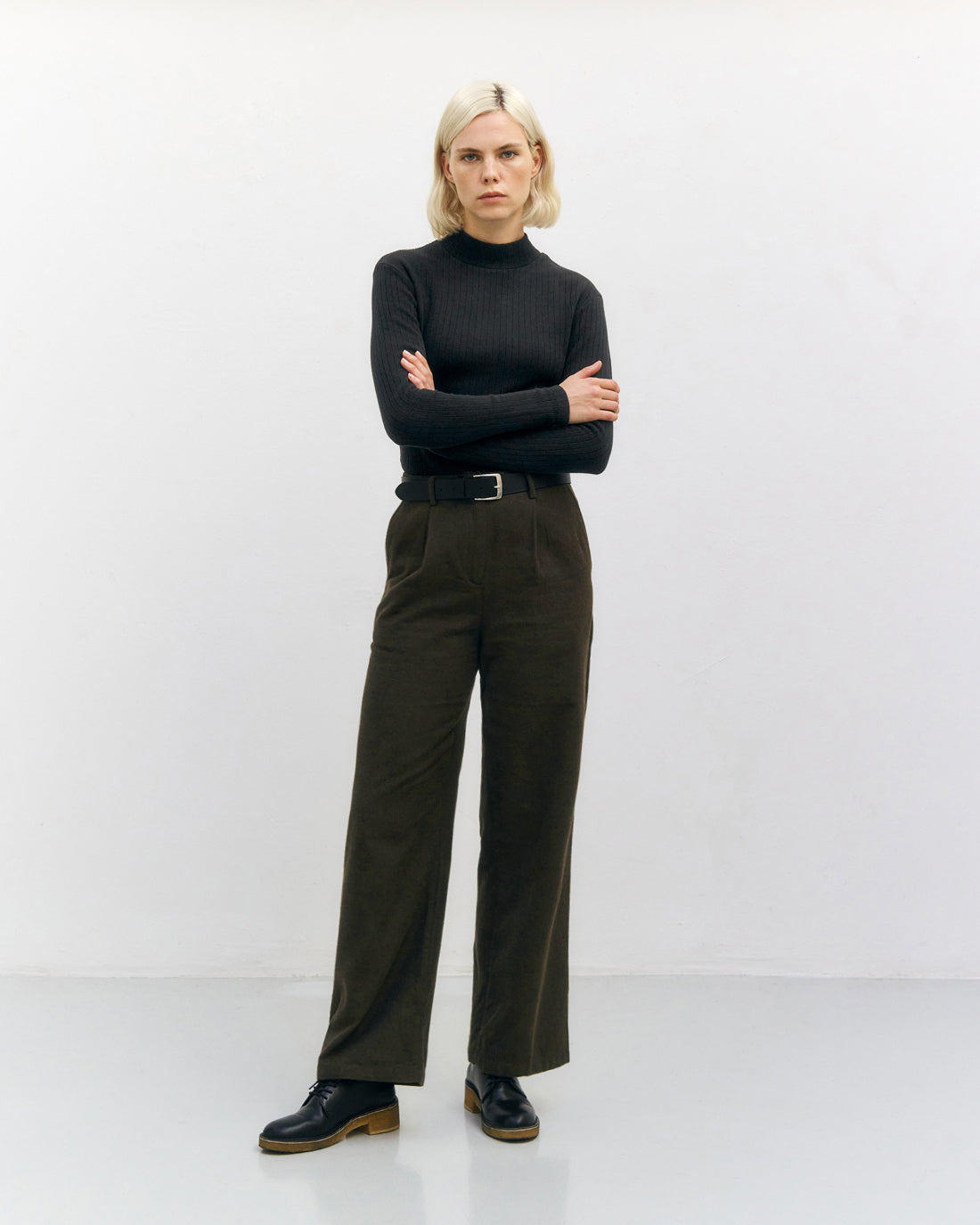 Mockneck Longsleeve Bio Baumwolle - Schwarz