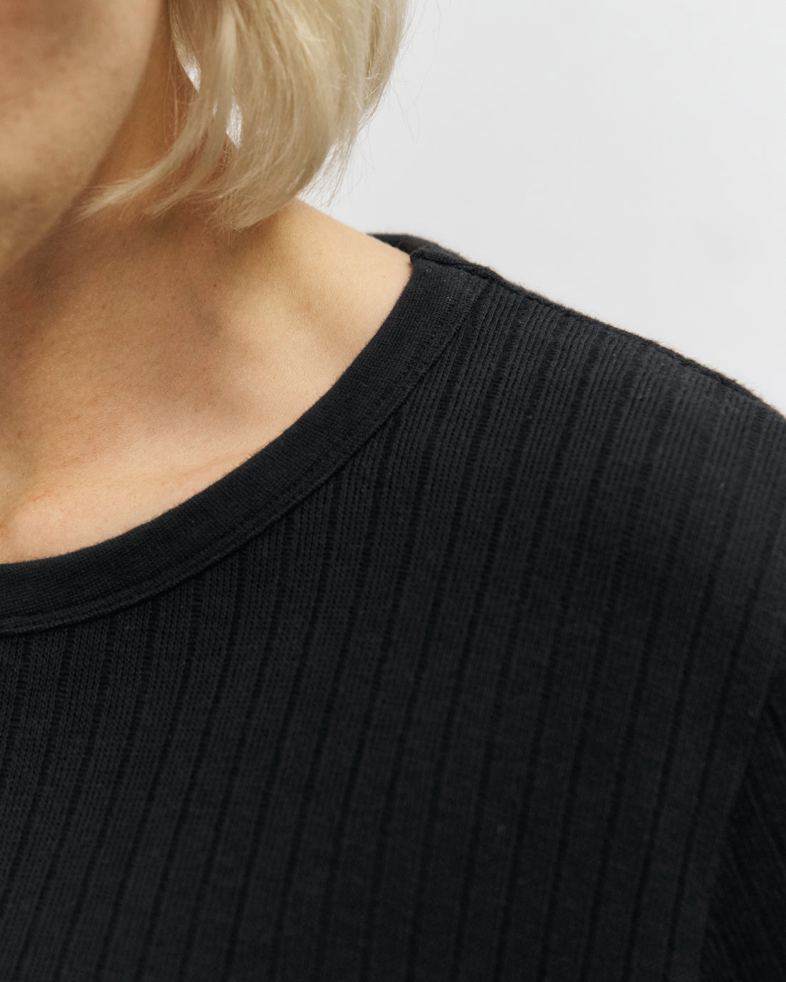 Geripptes T-Shirt Bio Baumwolle - Schwarz