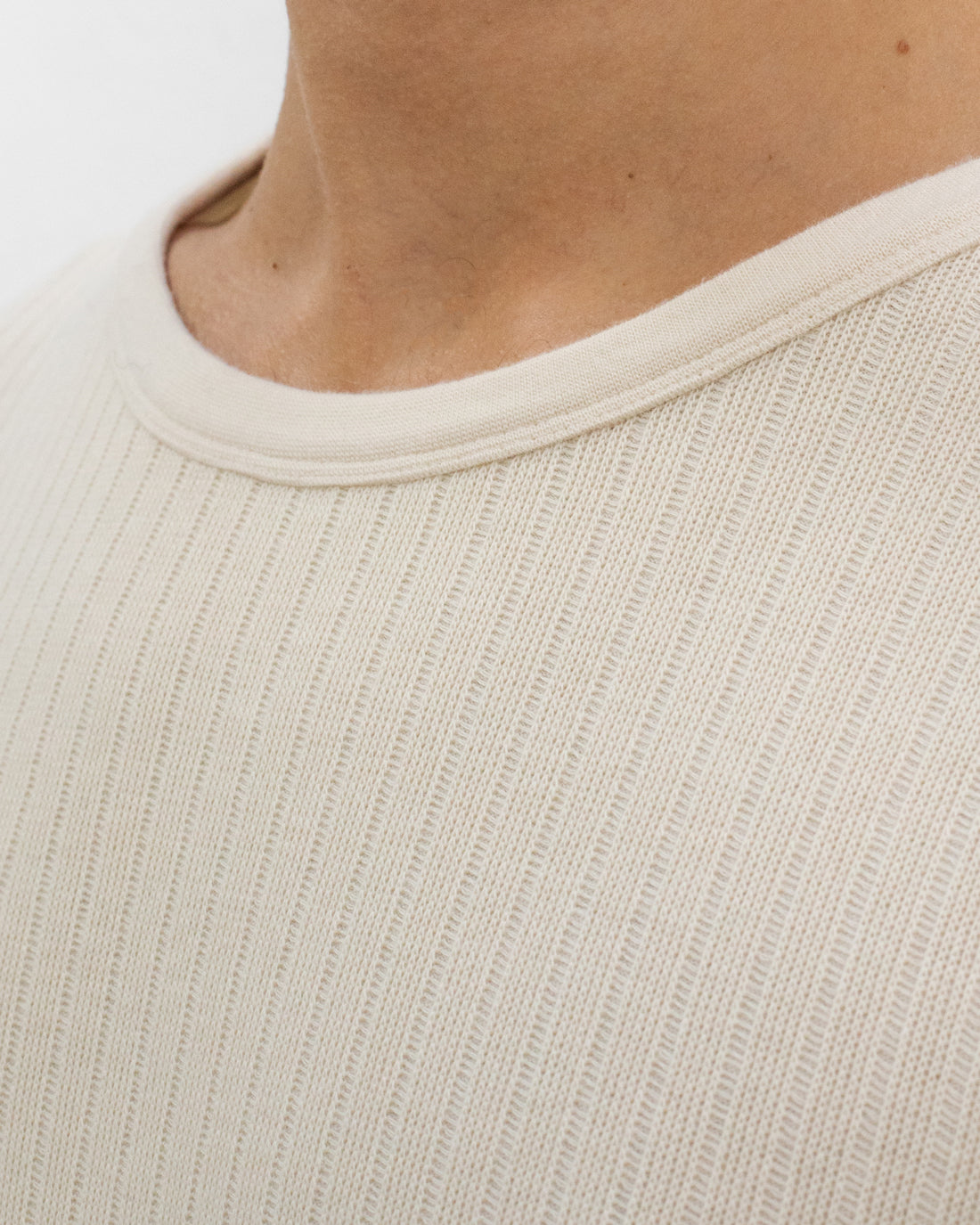 Geripptes T-Shirt Bio Baumwolle - Creme