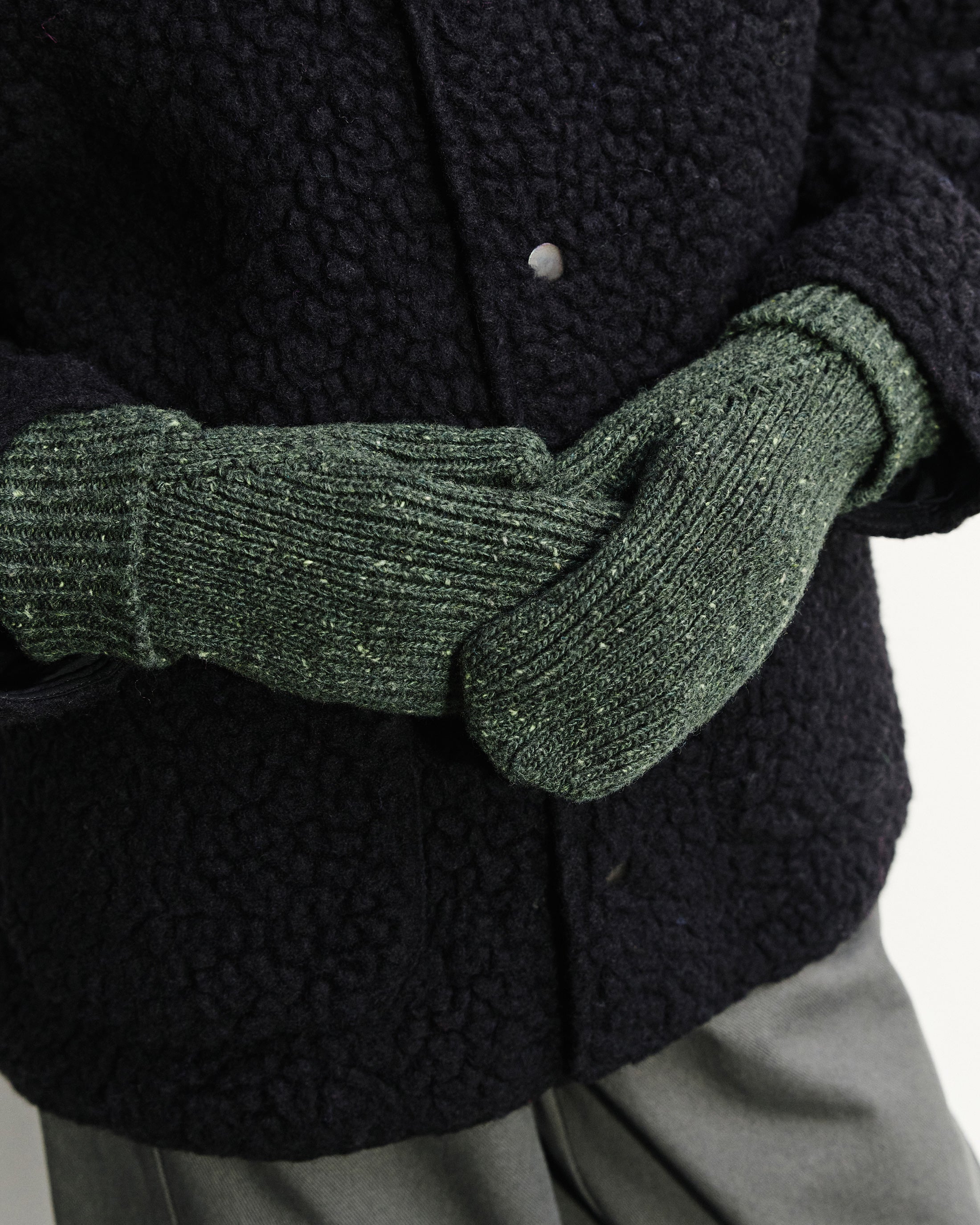 Gestrickte Handschuhe Merinowolle - Grün
