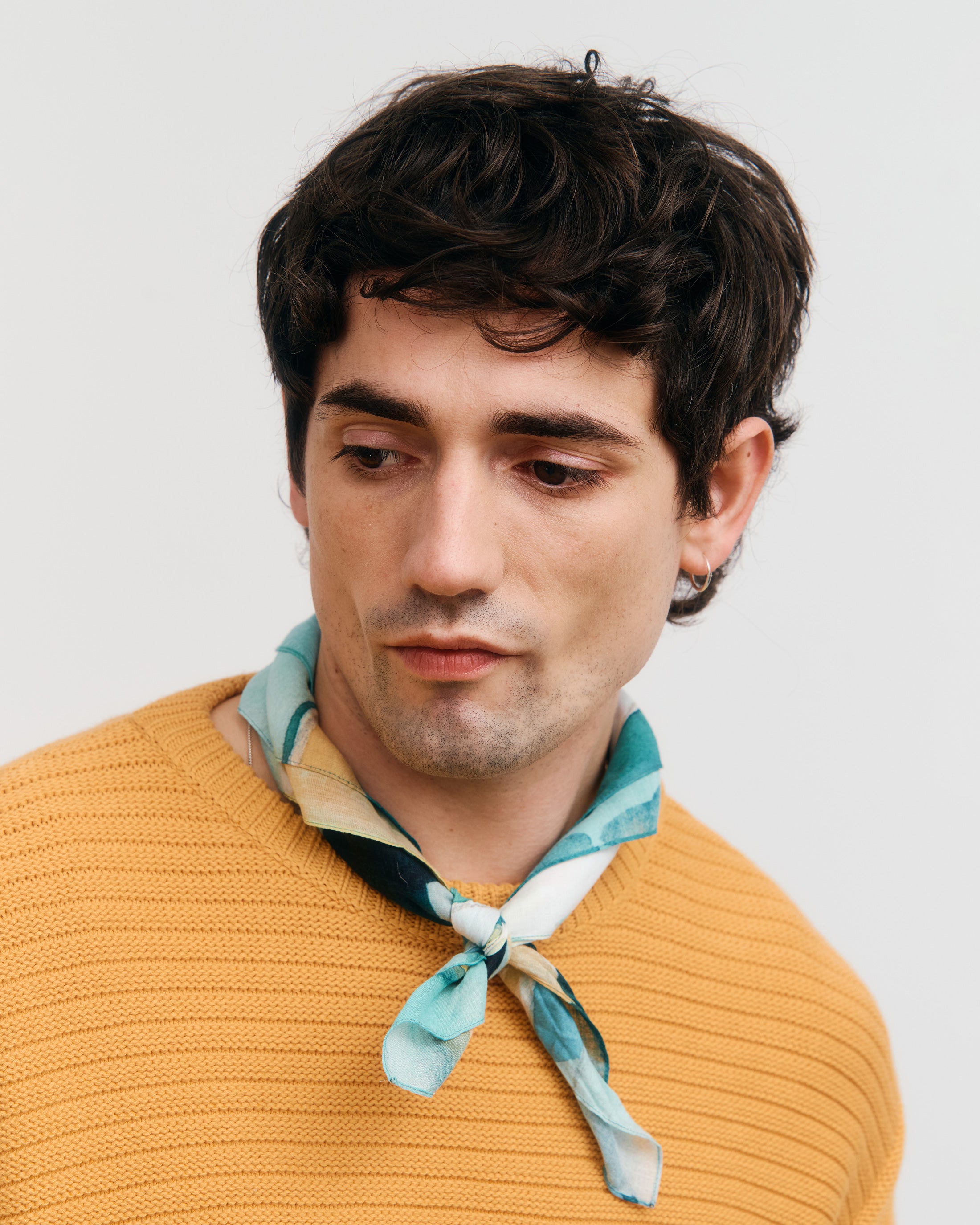 Gerippter Strickpullover Bio Baumwolle - Gelb