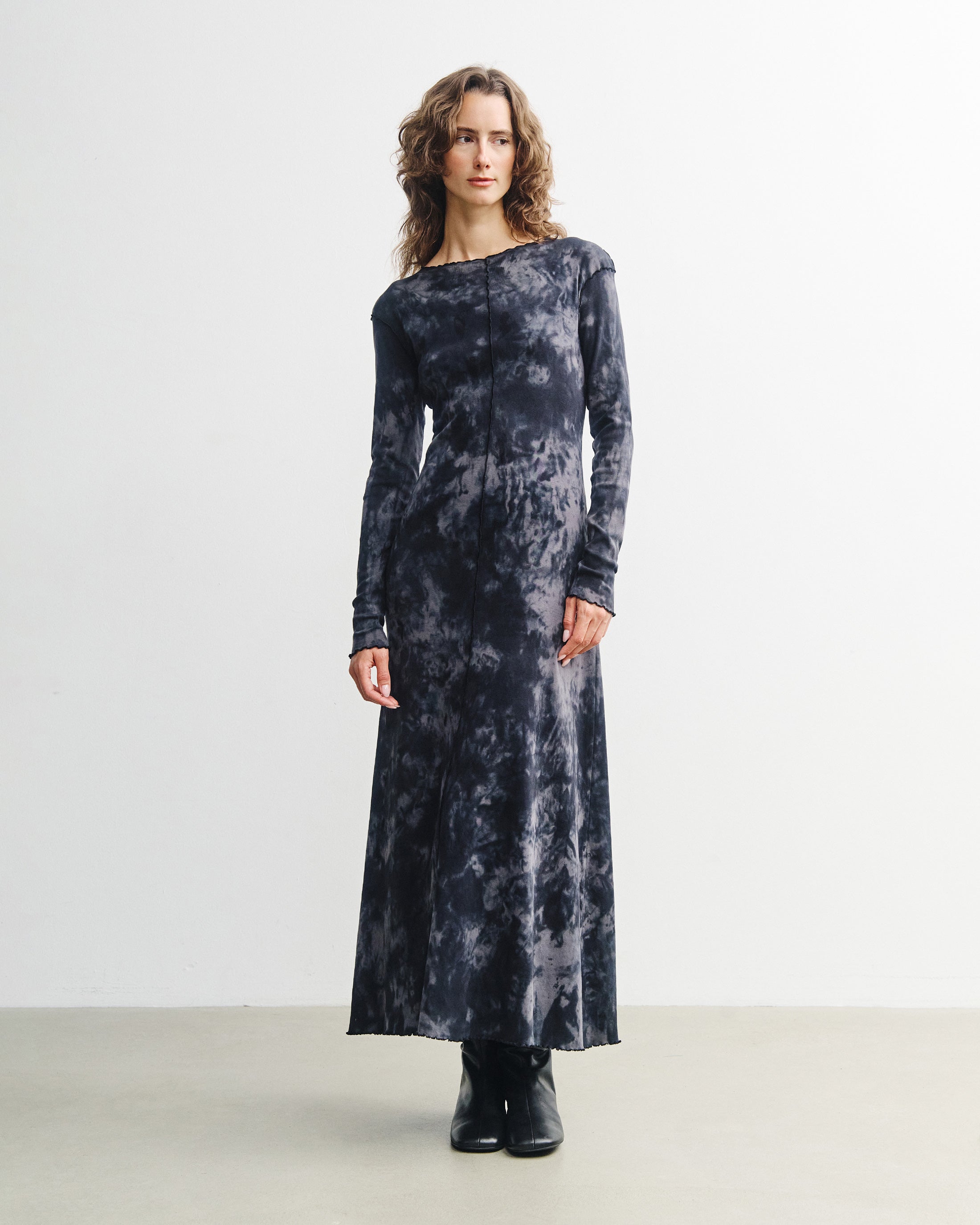 Pin-Tucked Kleid Bio Baumwolle - Batik Schwarz