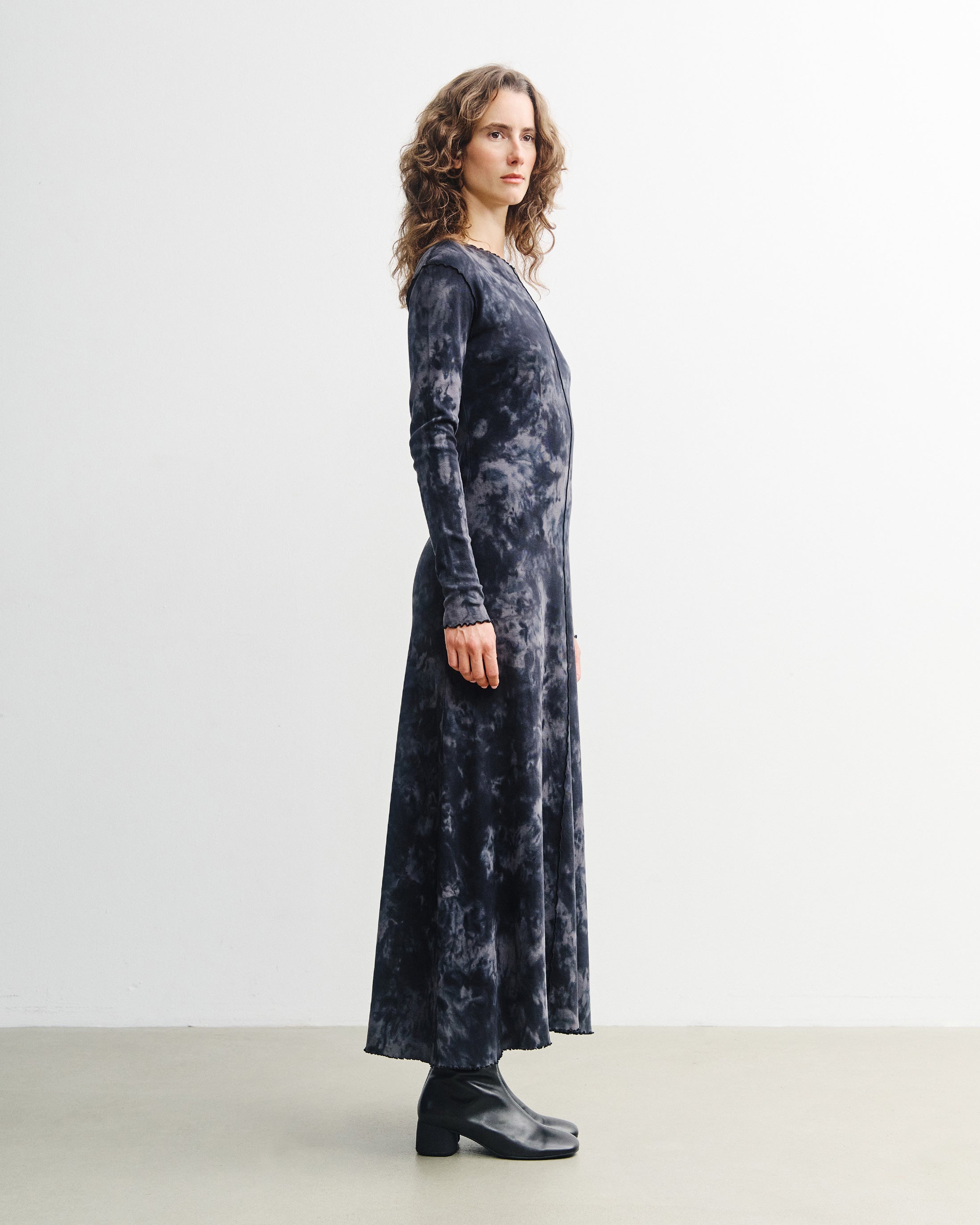 Pin-Tucked Kleid Bio Baumwolle - Batik Schwarz